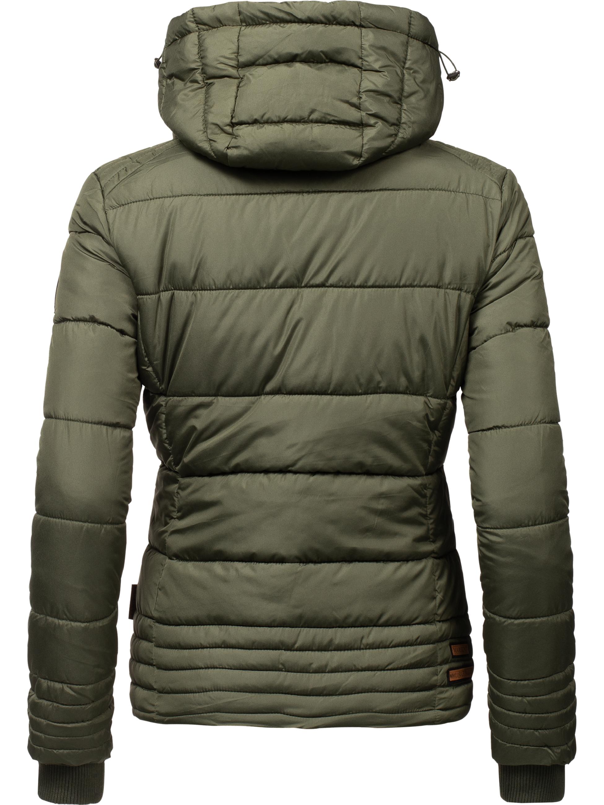 Kurze Winter Steppjacke mit Kapuze "Sole" Forest Green