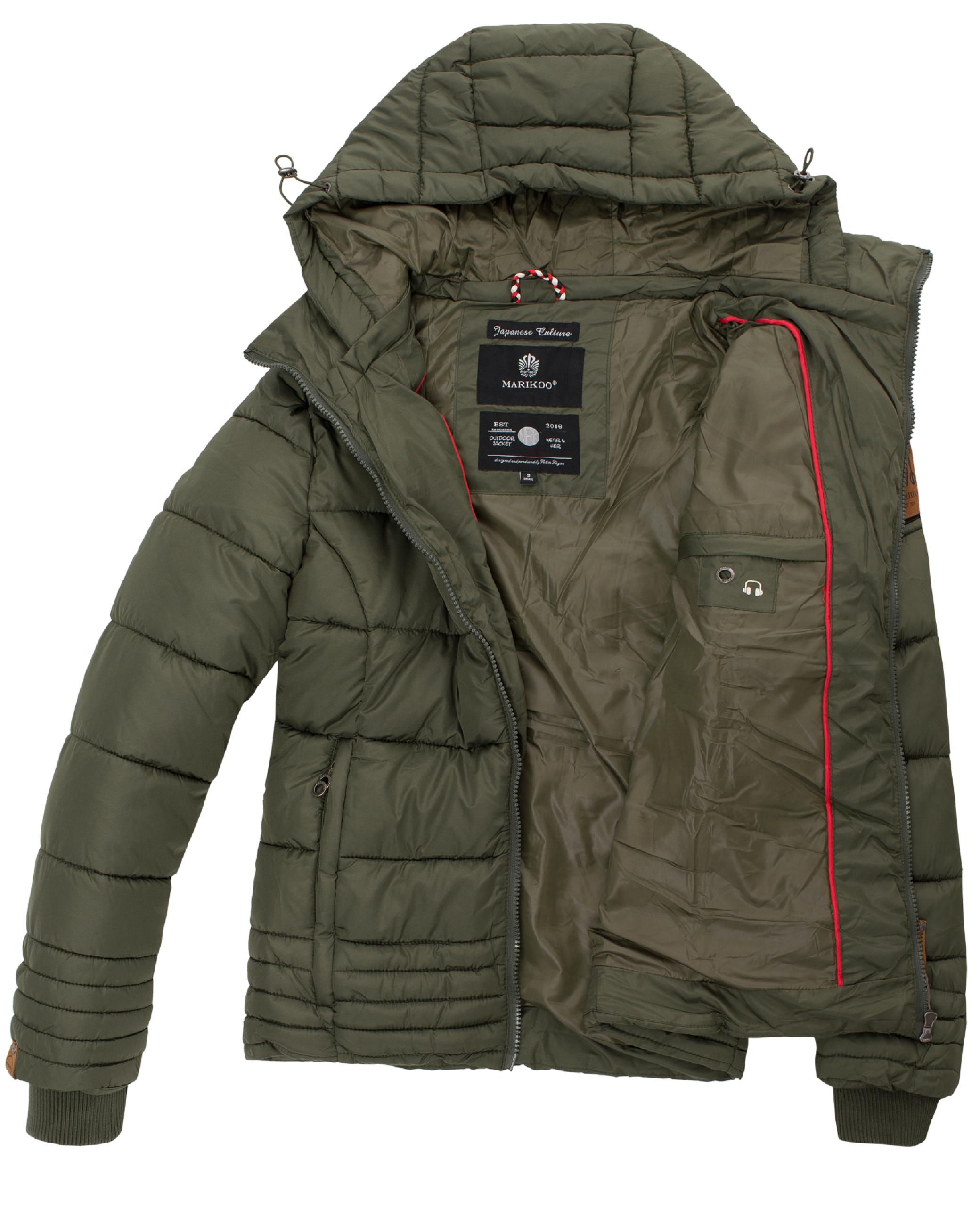 Kurze Winter Steppjacke mit Kapuze "Sole" Forest Green