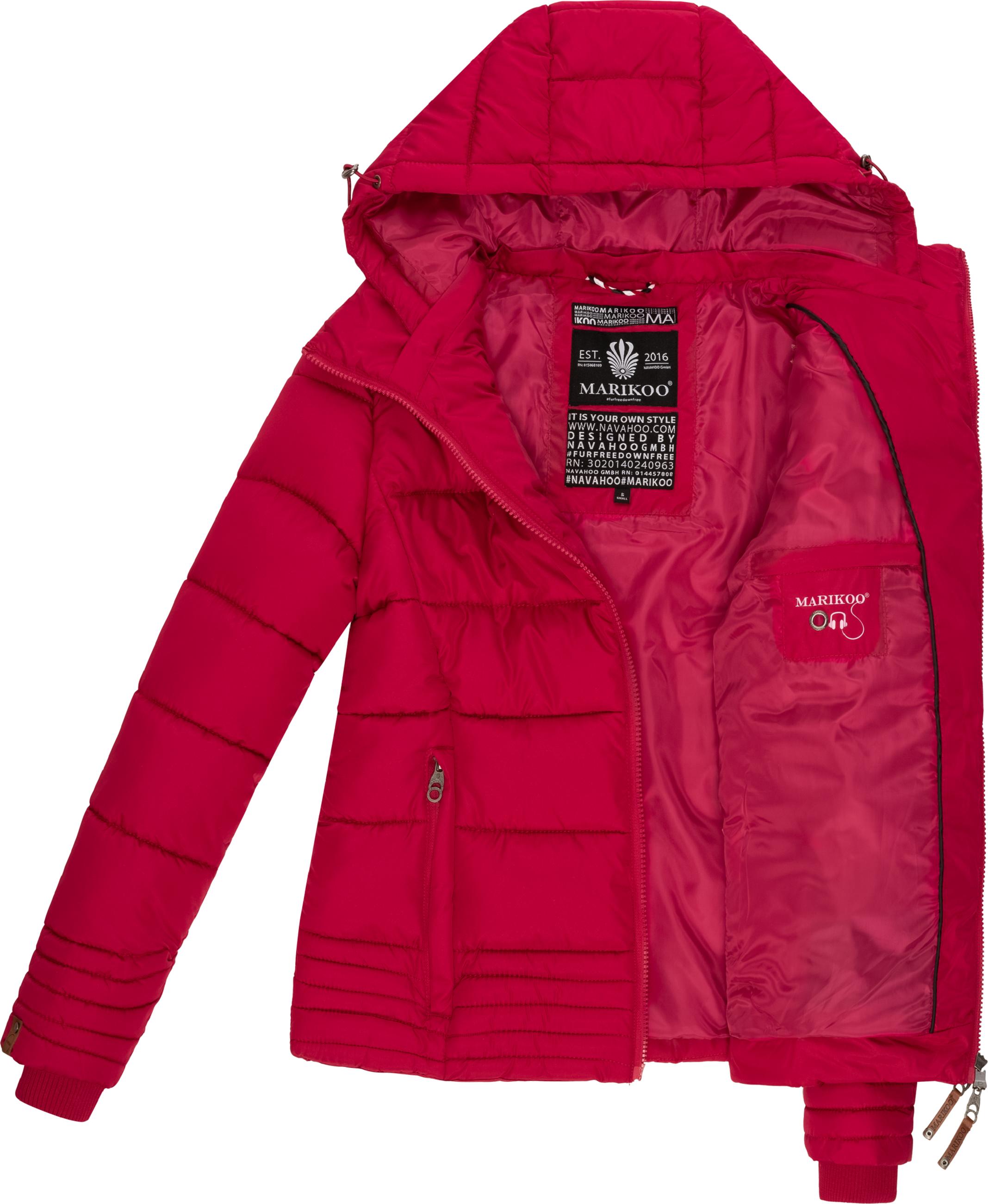 Kurze Winter Steppjacke mit Kapuze "Sole" Fuchsia