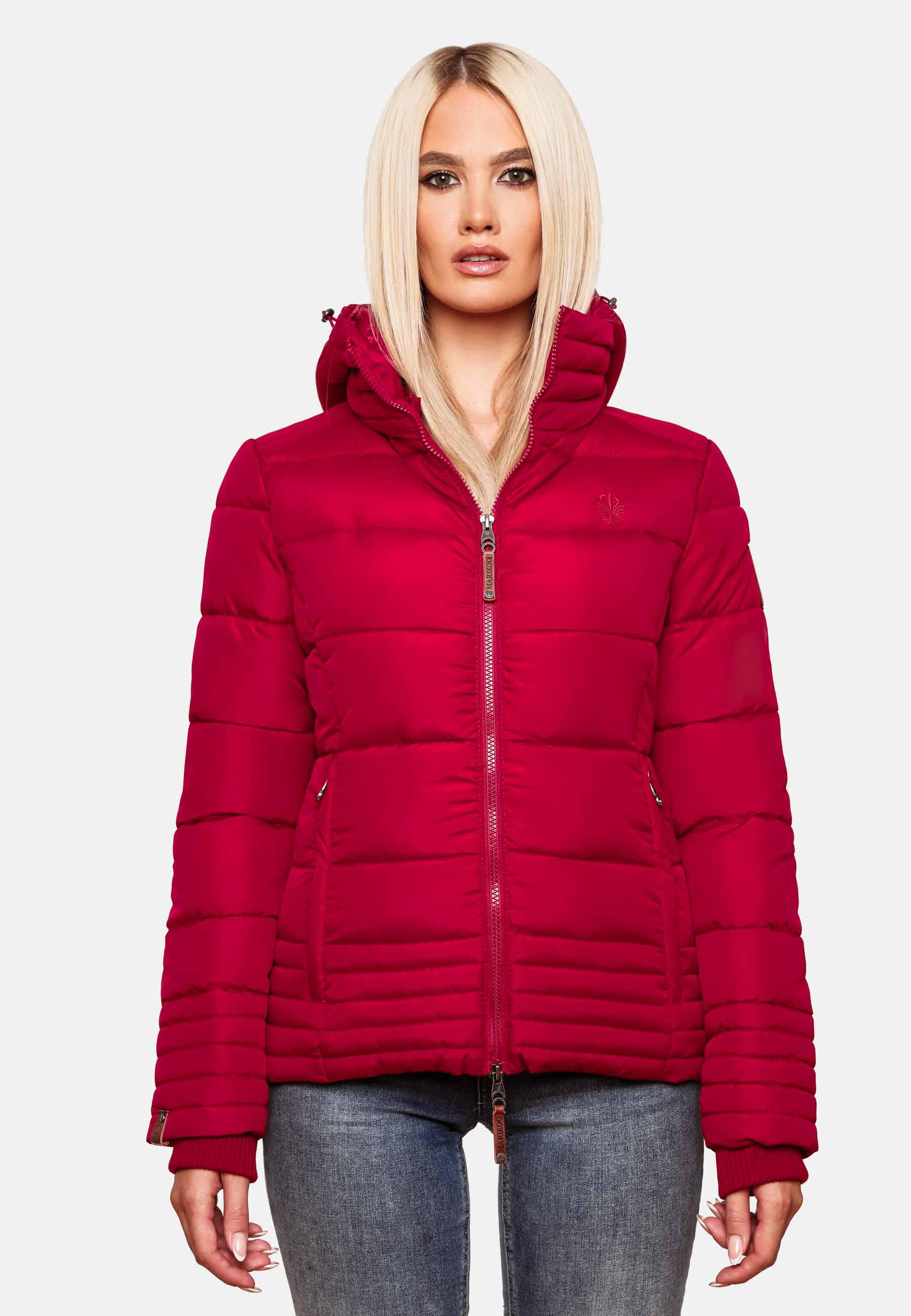 Kurze Winter Steppjacke mit Kapuze "Sole" Fuchsia