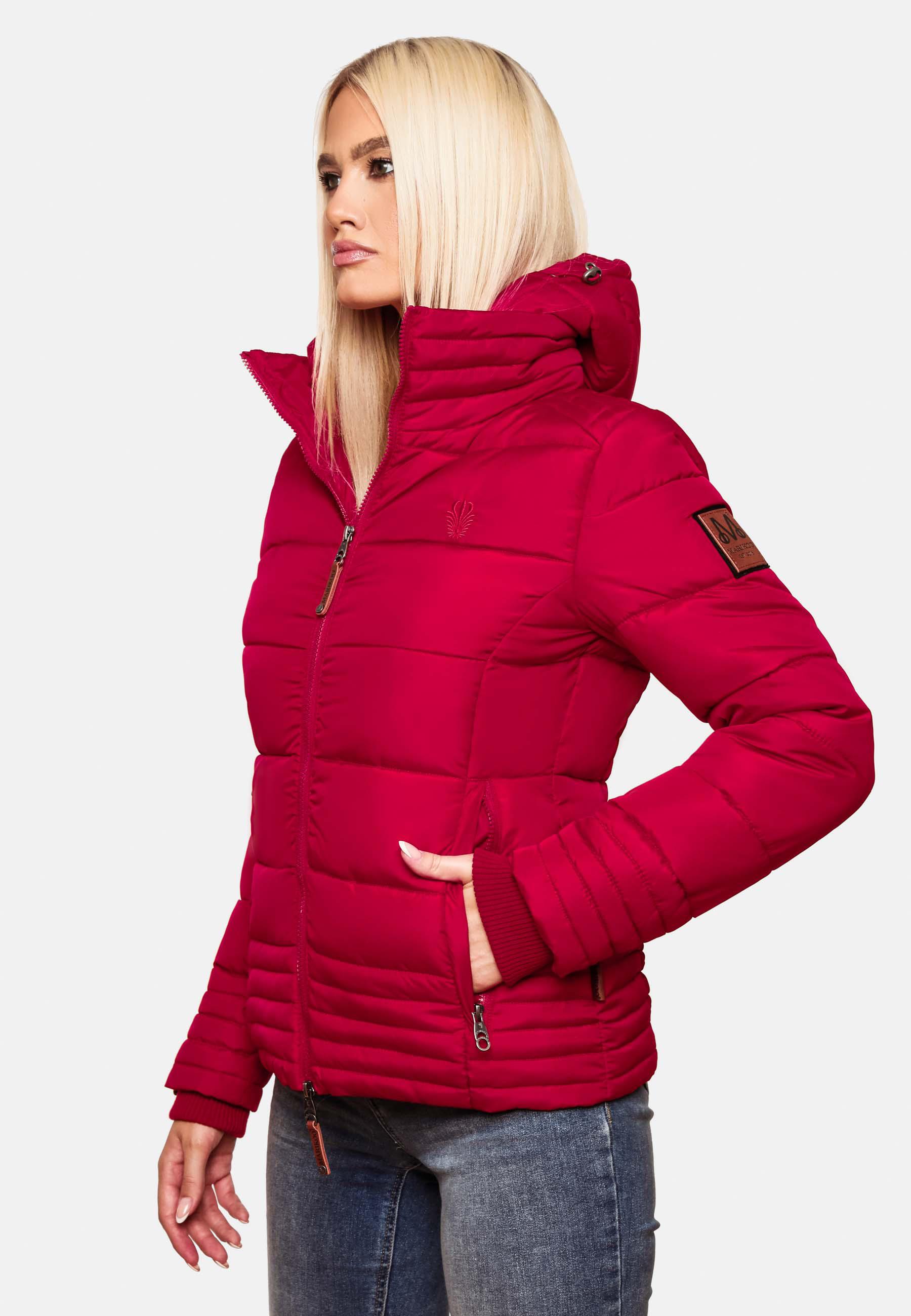 Kurze Winter Steppjacke mit Kapuze "Sole" Fuchsia