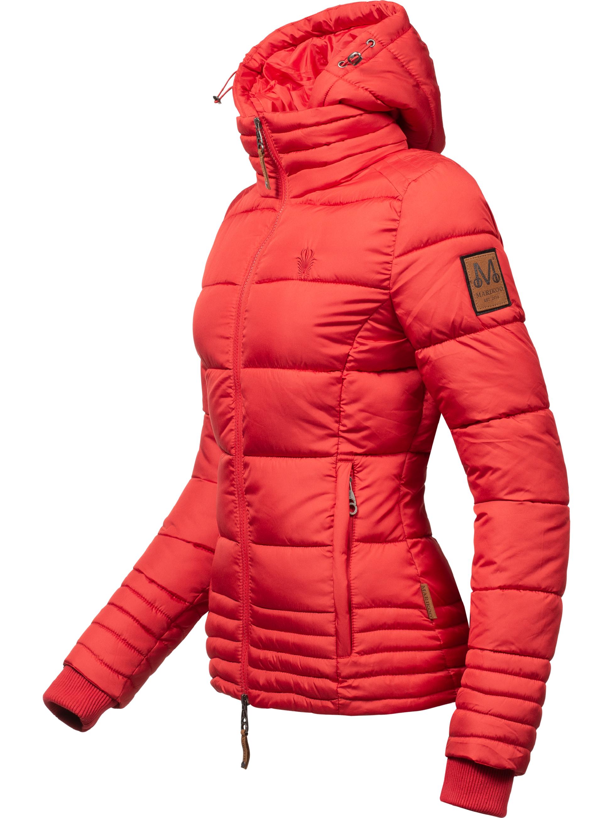 Kurze Winter Steppjacke mit Kapuze "Sole" Rot