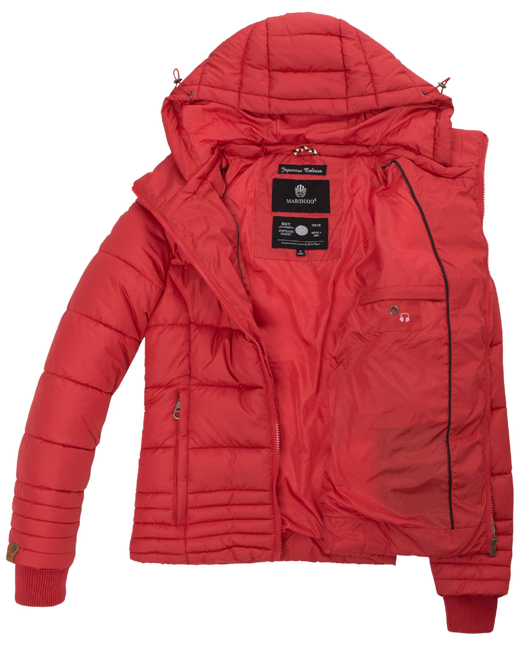 Kurze Winter Steppjacke mit Kapuze "Sole" Rot