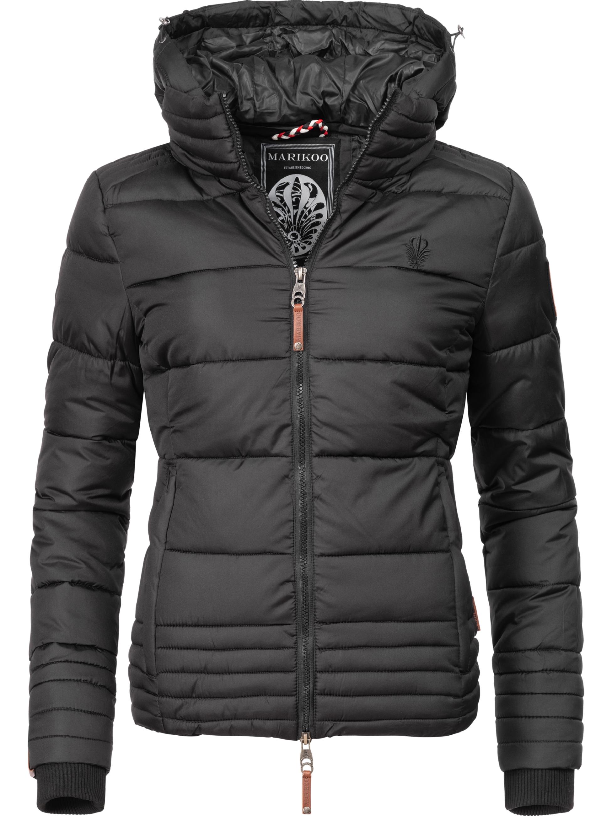 Kurze Winter Steppjacke mit Kapuze "Sole" Schwarz