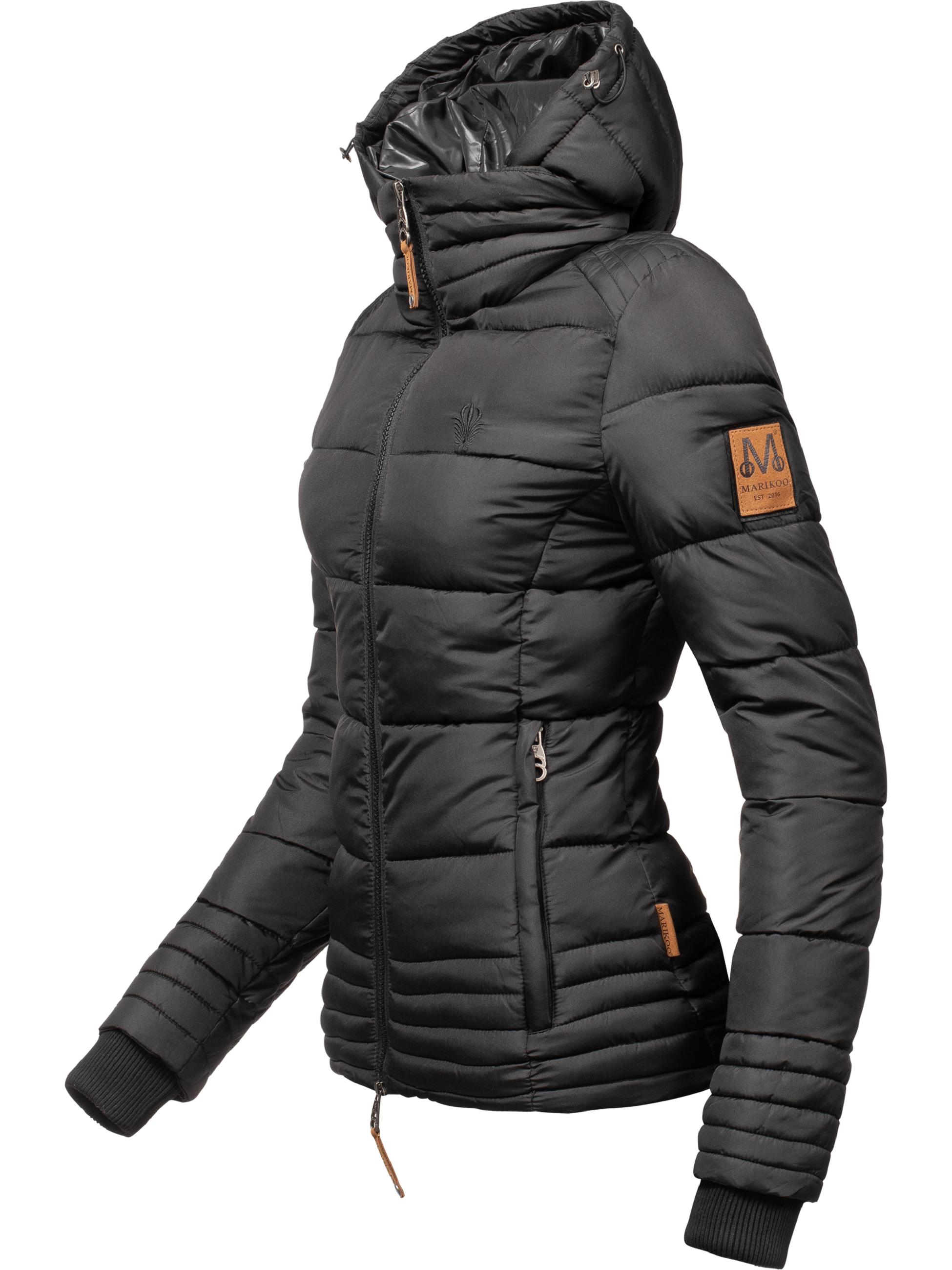 Kurze Winter Steppjacke mit Kapuze "Sole" Schwarz