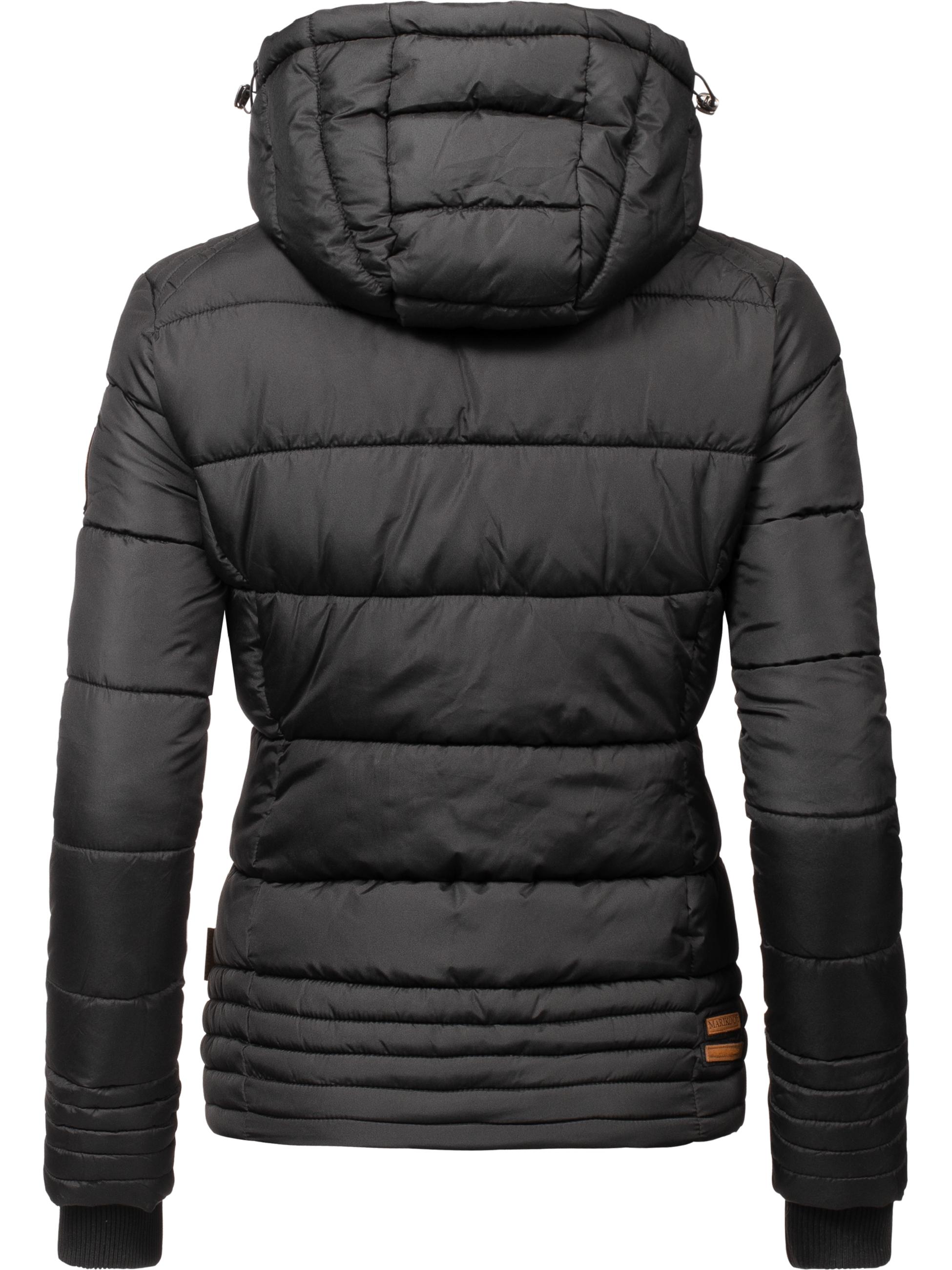 Kurze Winter Steppjacke mit Kapuze "Sole" Schwarz