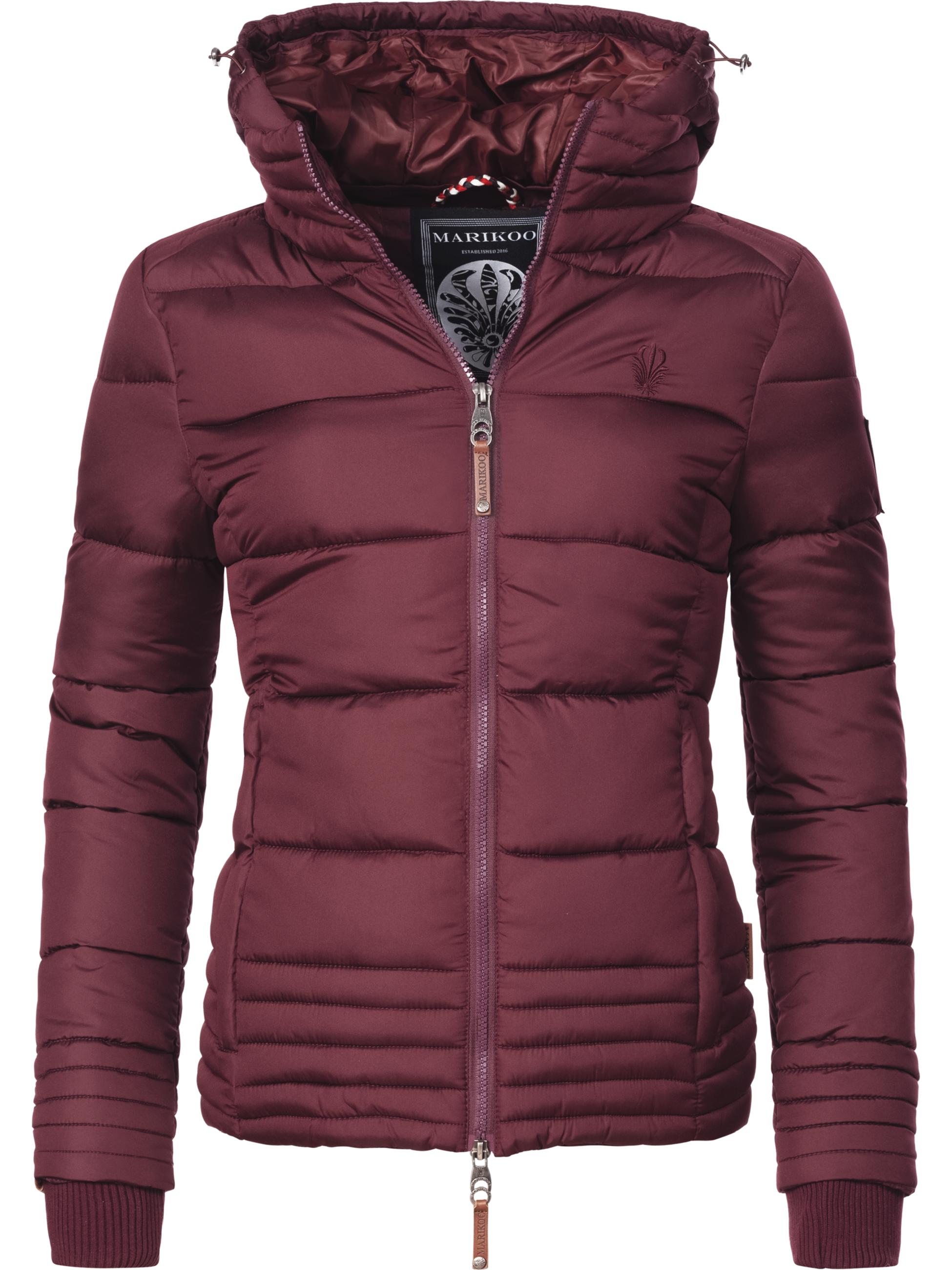 Kurze Winter Steppjacke mit Kapuze "Sole" Weinrot