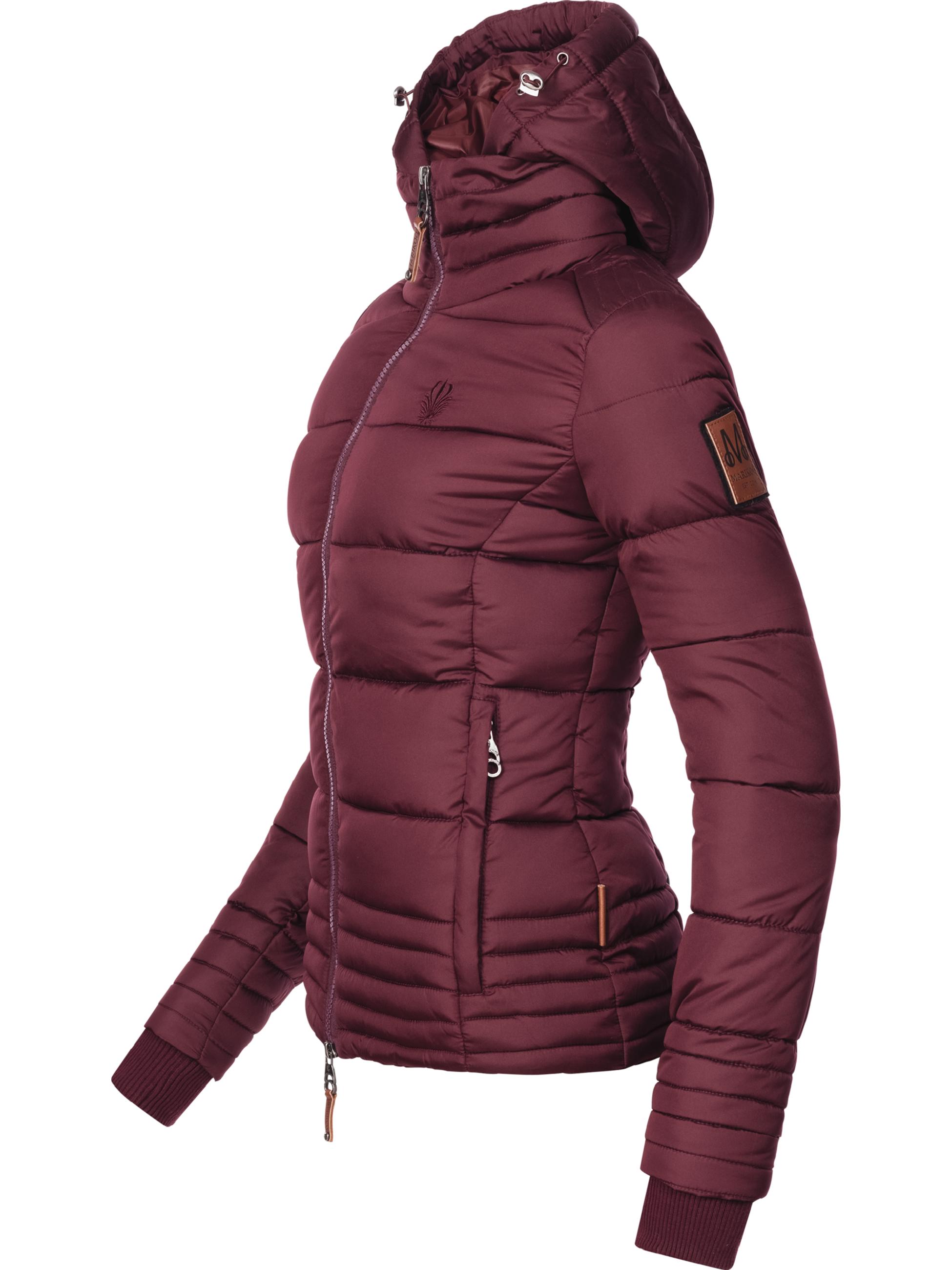 Kurze Winter Steppjacke mit Kapuze "Sole" Weinrot