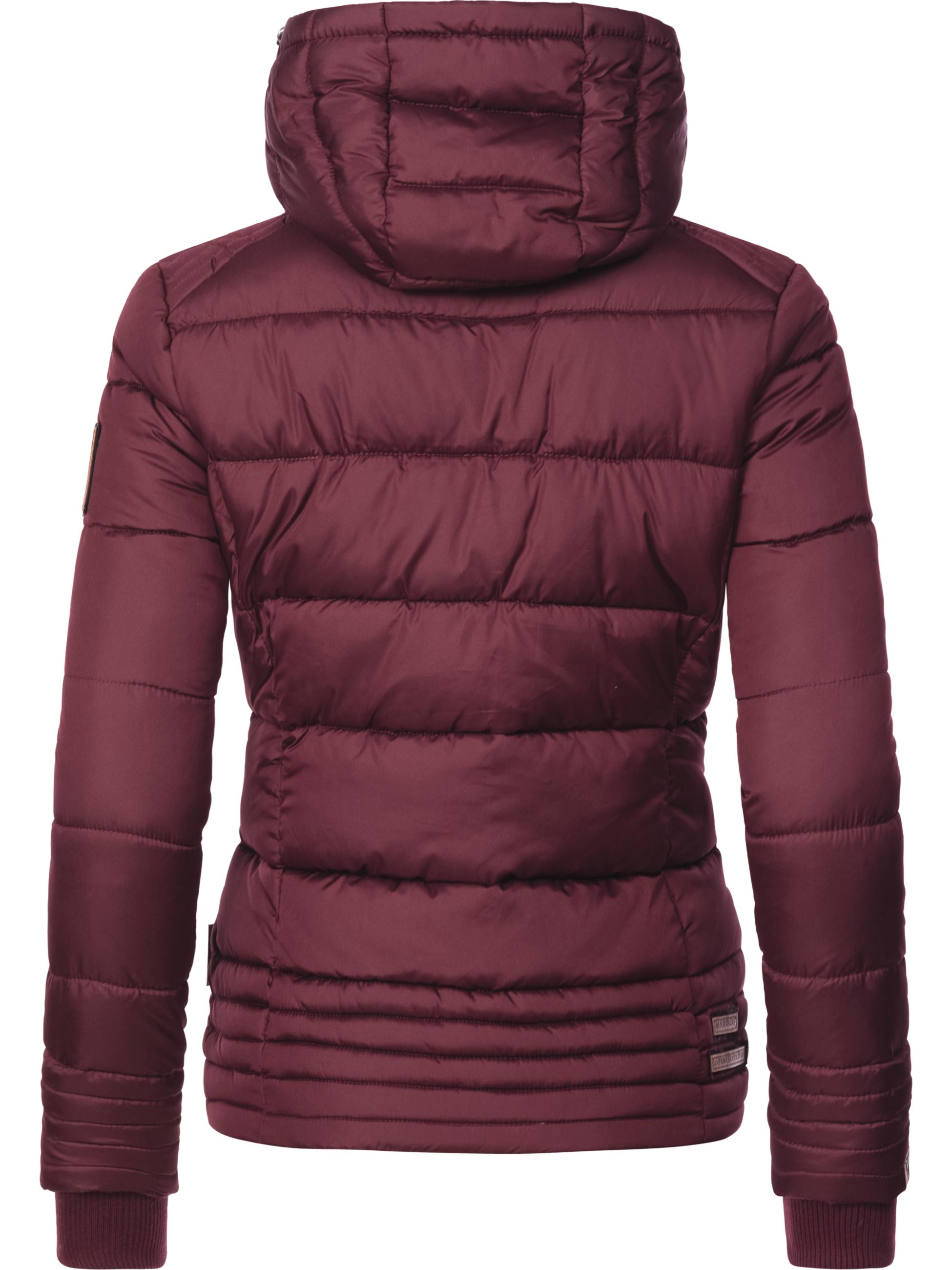 Kurze Winter Steppjacke mit Kapuze "Sole" Weinrot