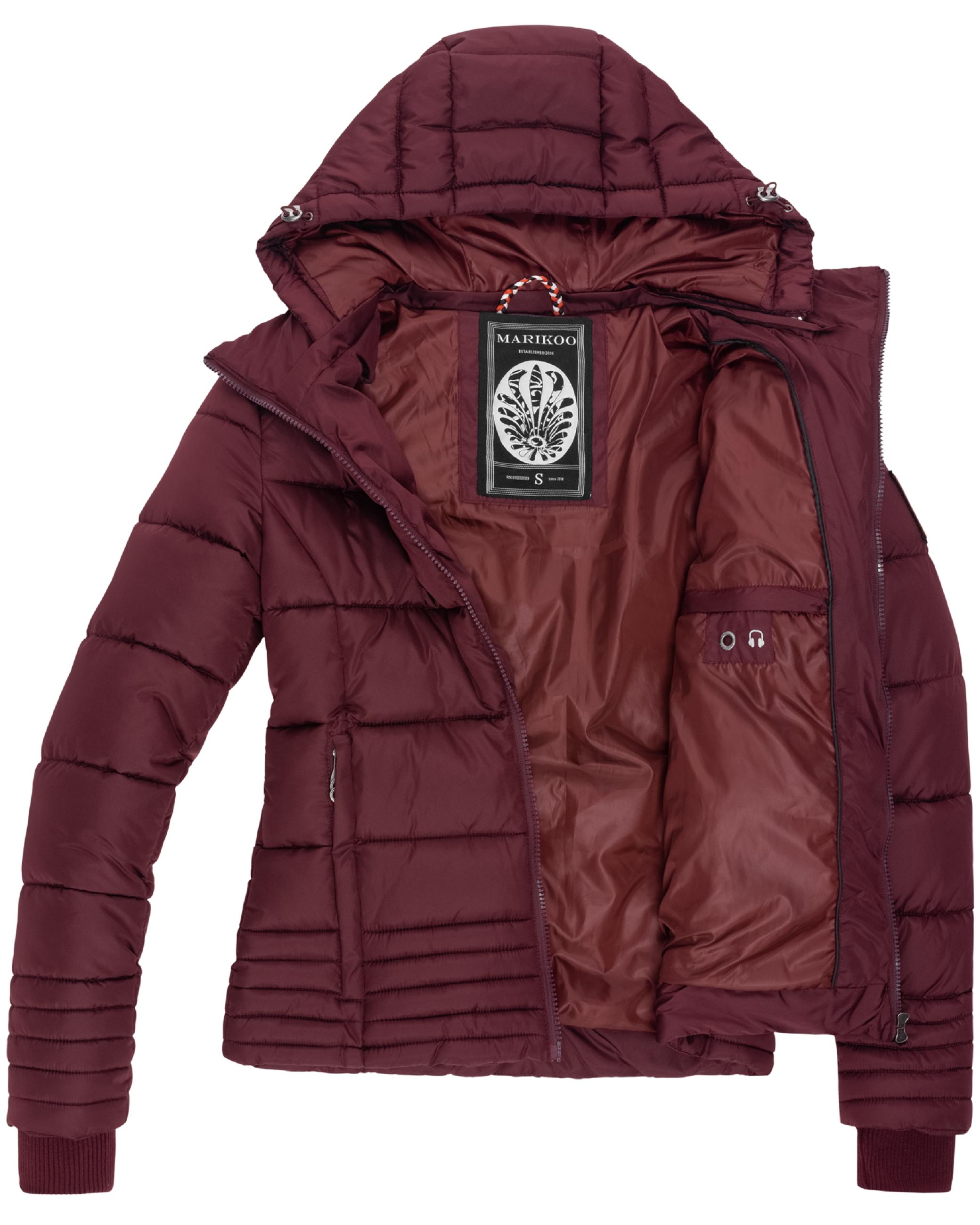 Kurze Winter Steppjacke mit Kapuze "Sole" Weinrot