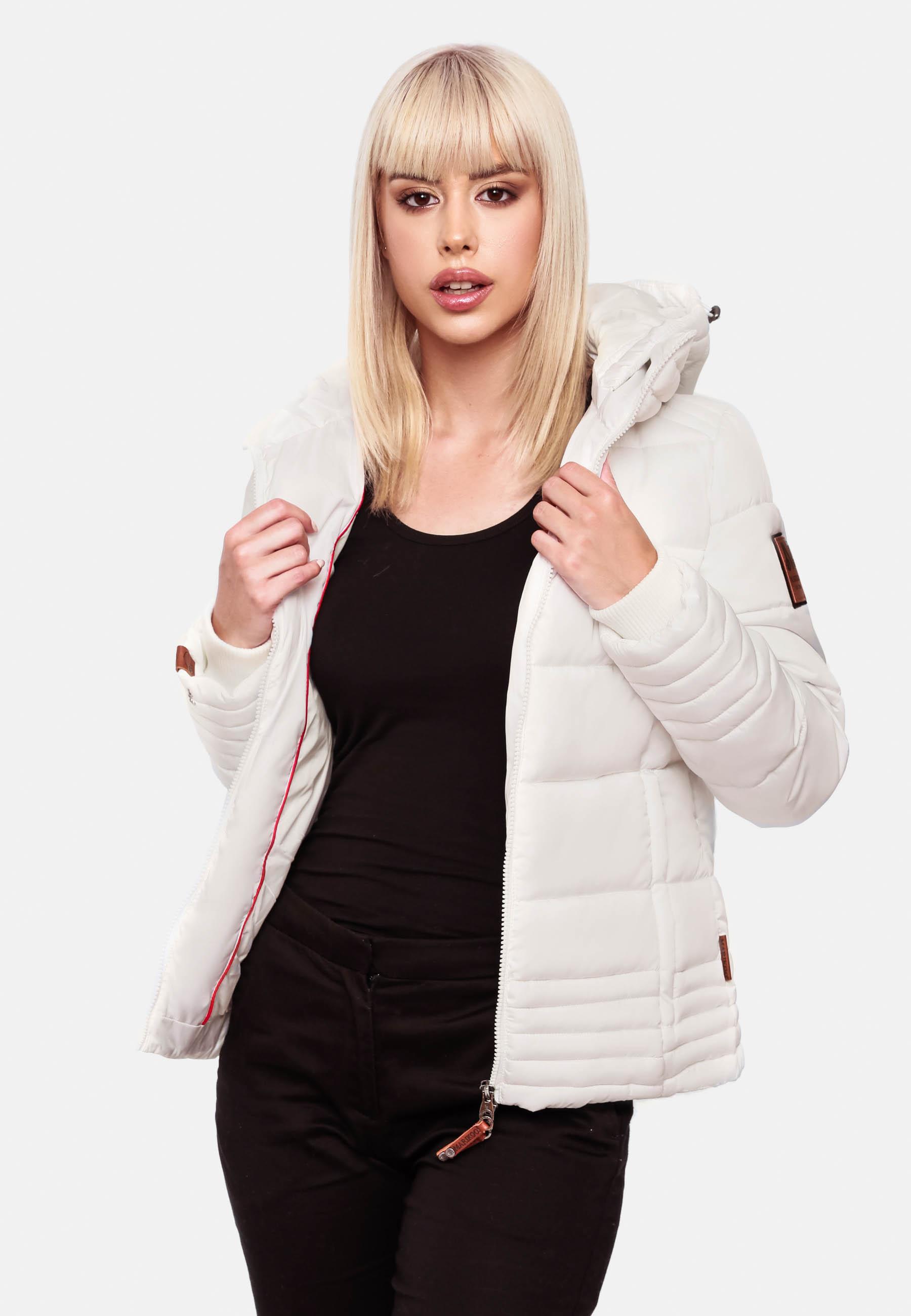 Kurze Winter Steppjacke mit Kapuze "Sole" Weiß