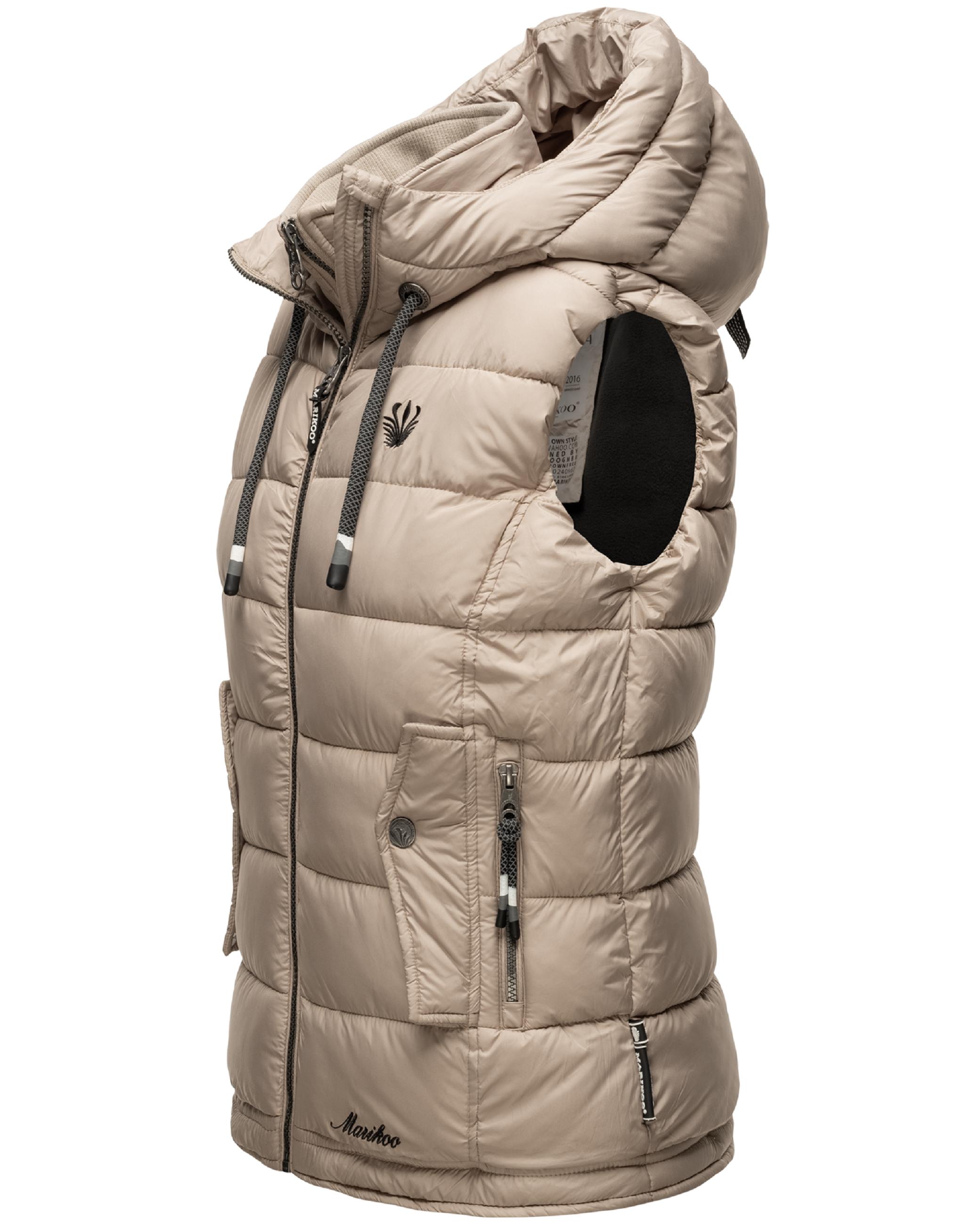 Warme Steppweste mit Kapuze "Taisaa" Taupe