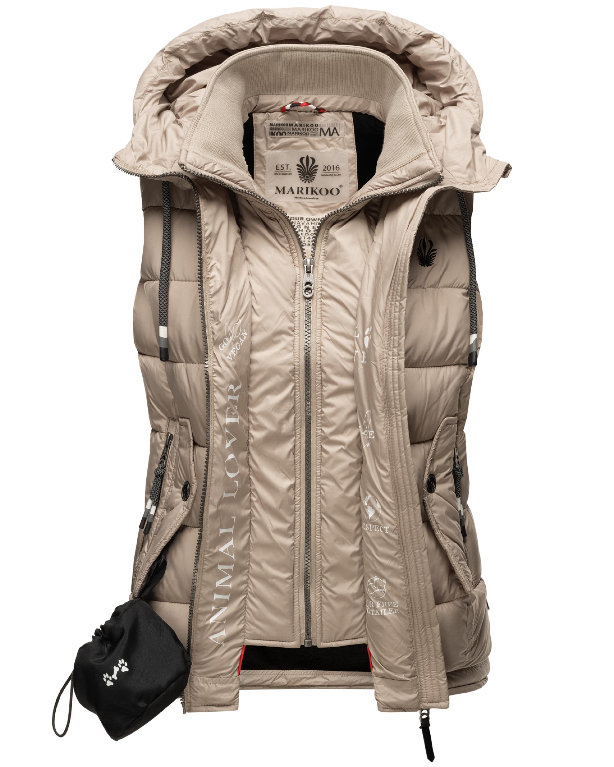 Warme Steppweste mit Kapuze "Taisaa" Taupe