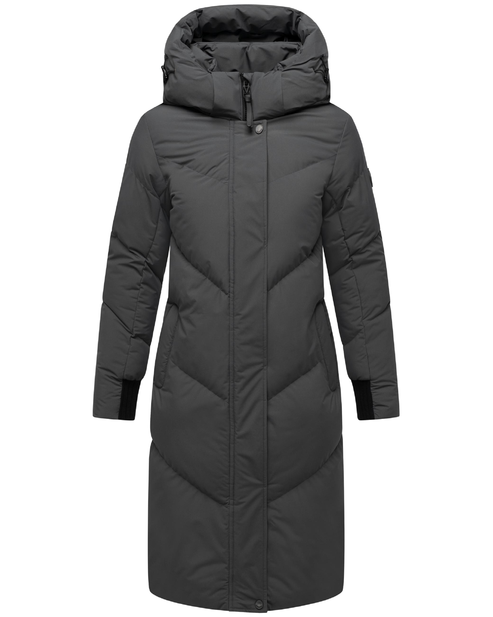 Langer Winter Steppmantel mit abnehmbarer Kapuze "Teonaa 16" Anthracite