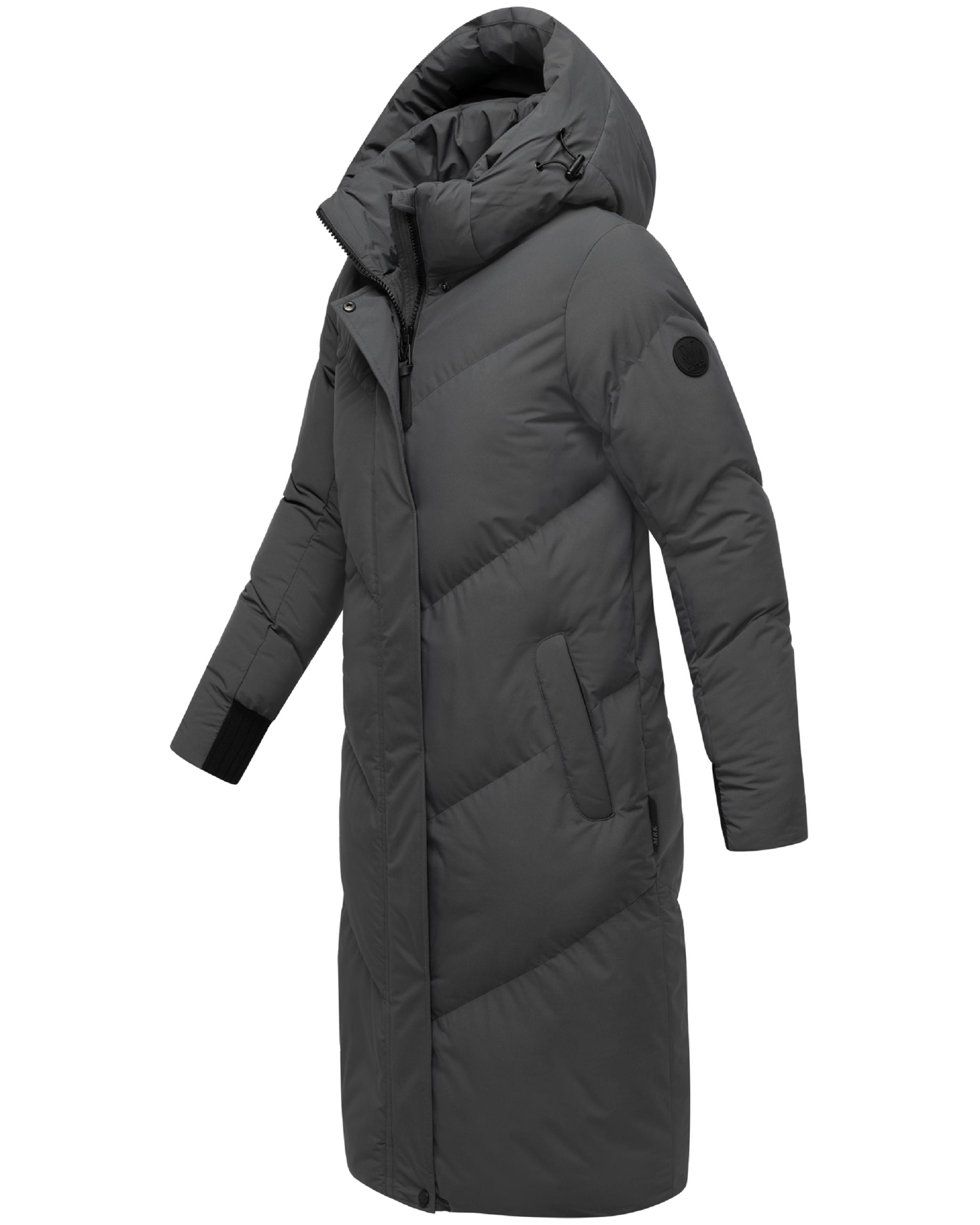 Langer Winter Steppmantel mit abnehmbarer Kapuze "Teonaa 16" Anthracite