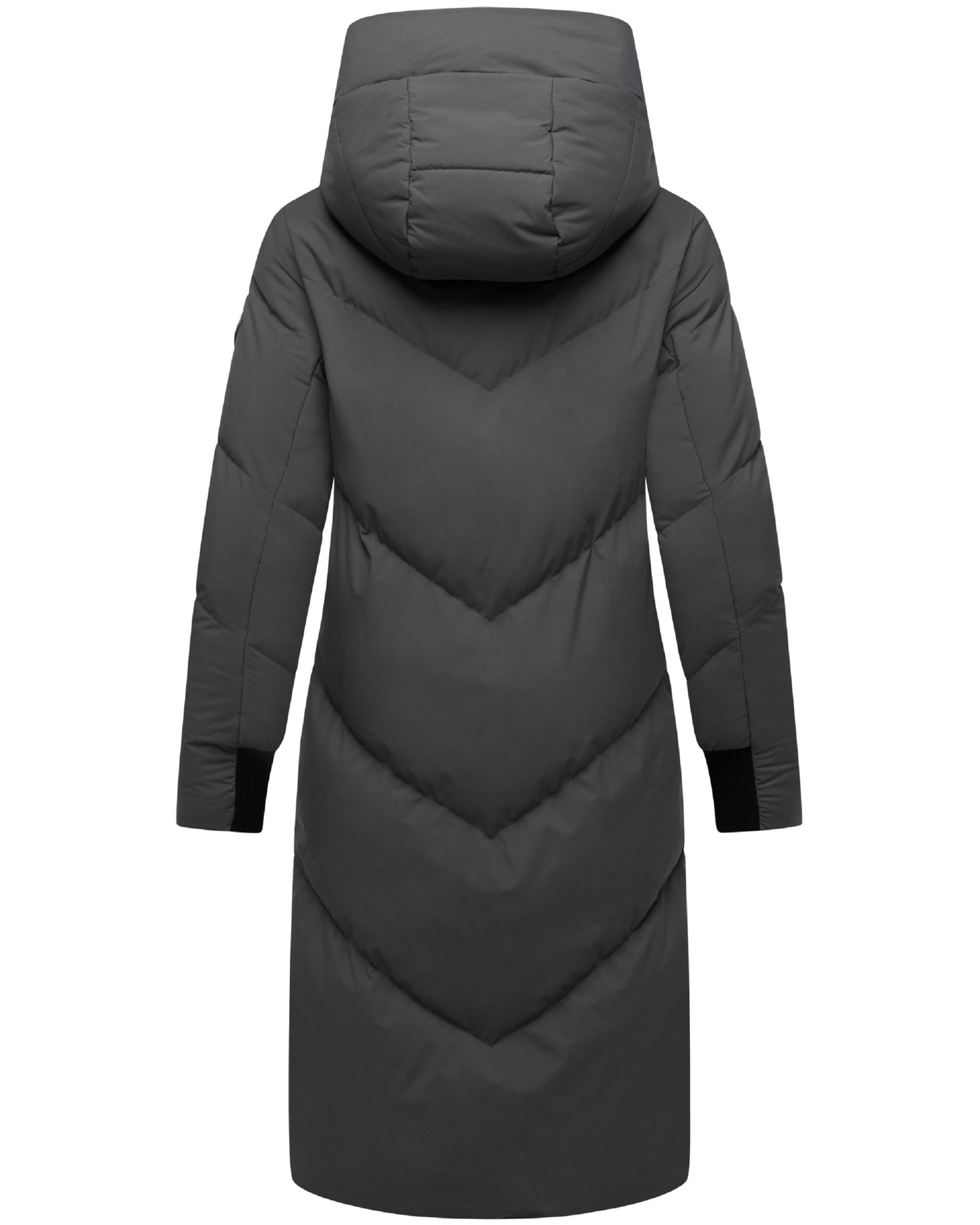 Langer Winter Steppmantel mit abnehmbarer Kapuze "Teonaa 16" Anthracite