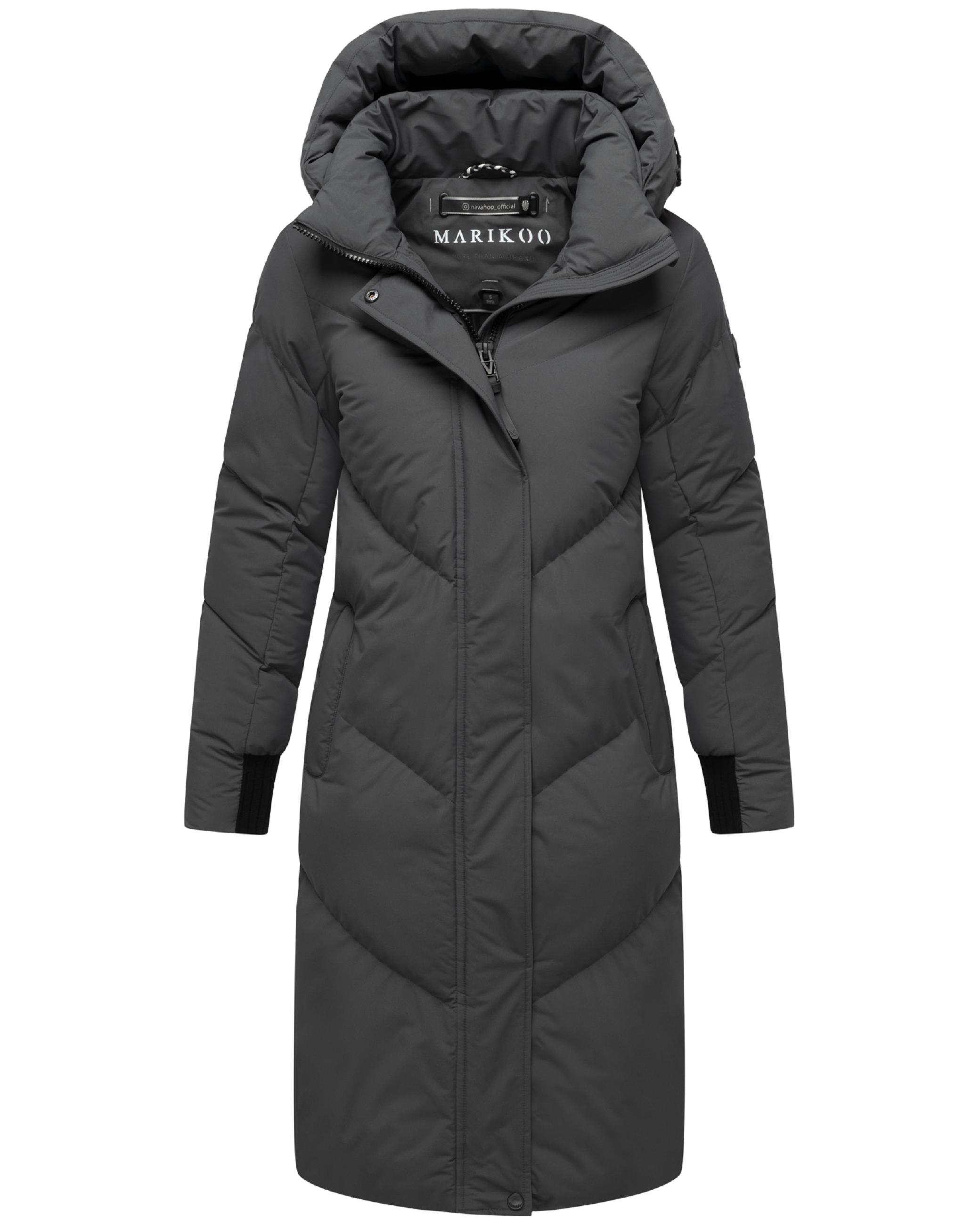 Langer Winter Steppmantel mit abnehmbarer Kapuze "Teonaa 16" Anthracite