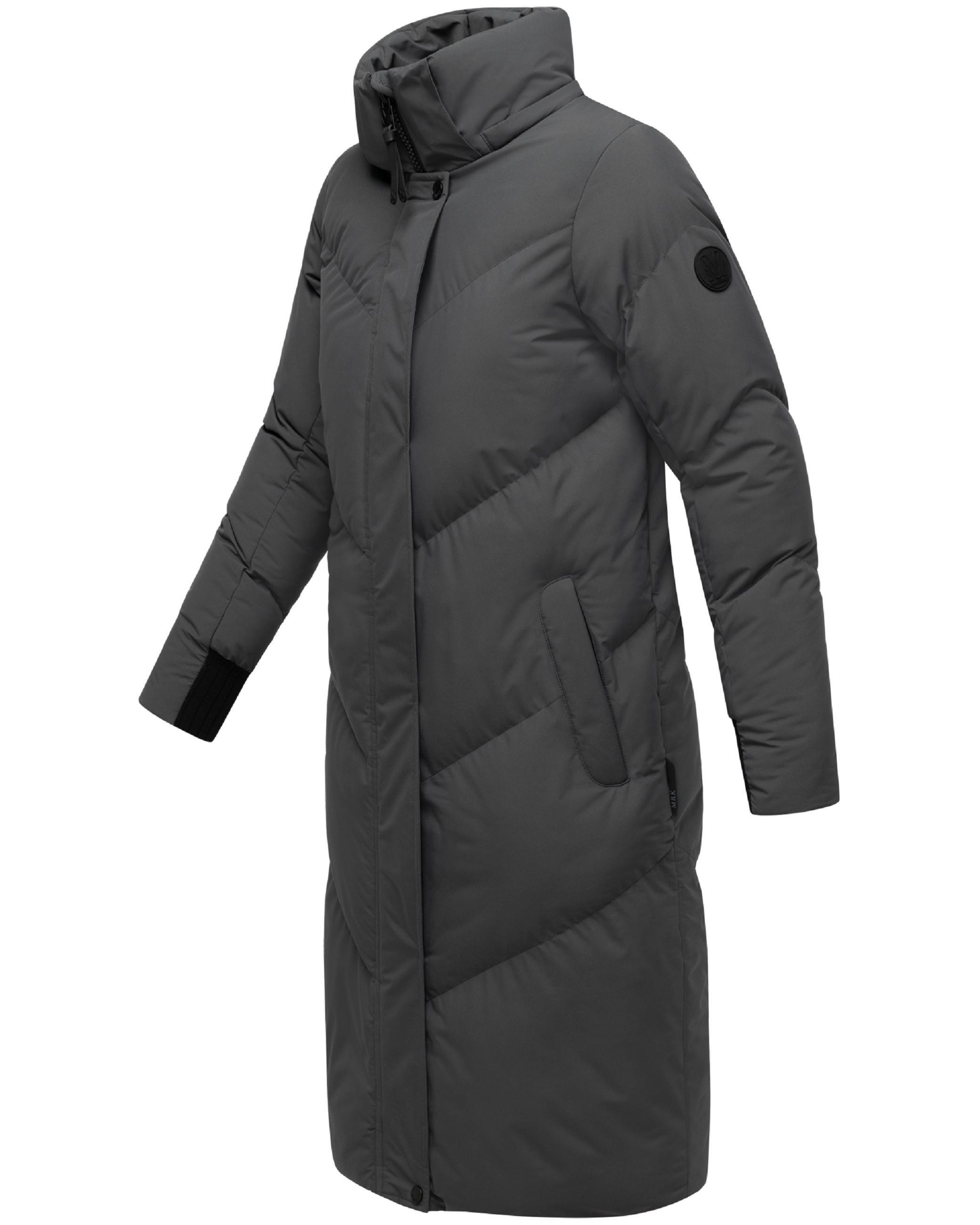 Langer Winter Steppmantel mit abnehmbarer Kapuze "Teonaa 16" Anthracite