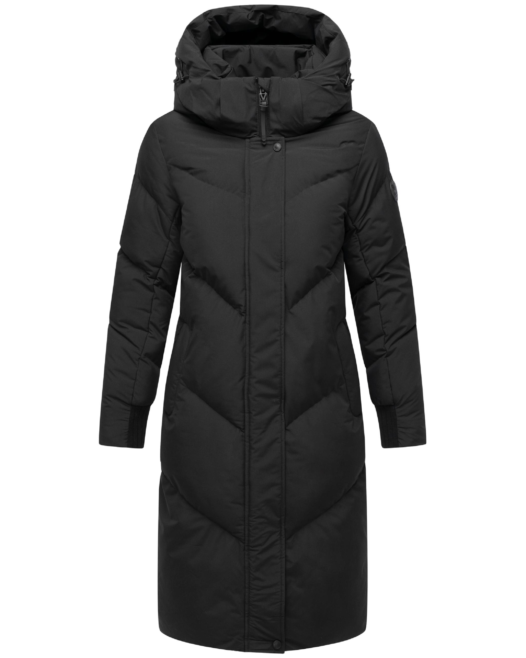 Langer Winter Steppmantel mit abnehmbarer Kapuze "Teonaa 16" Black