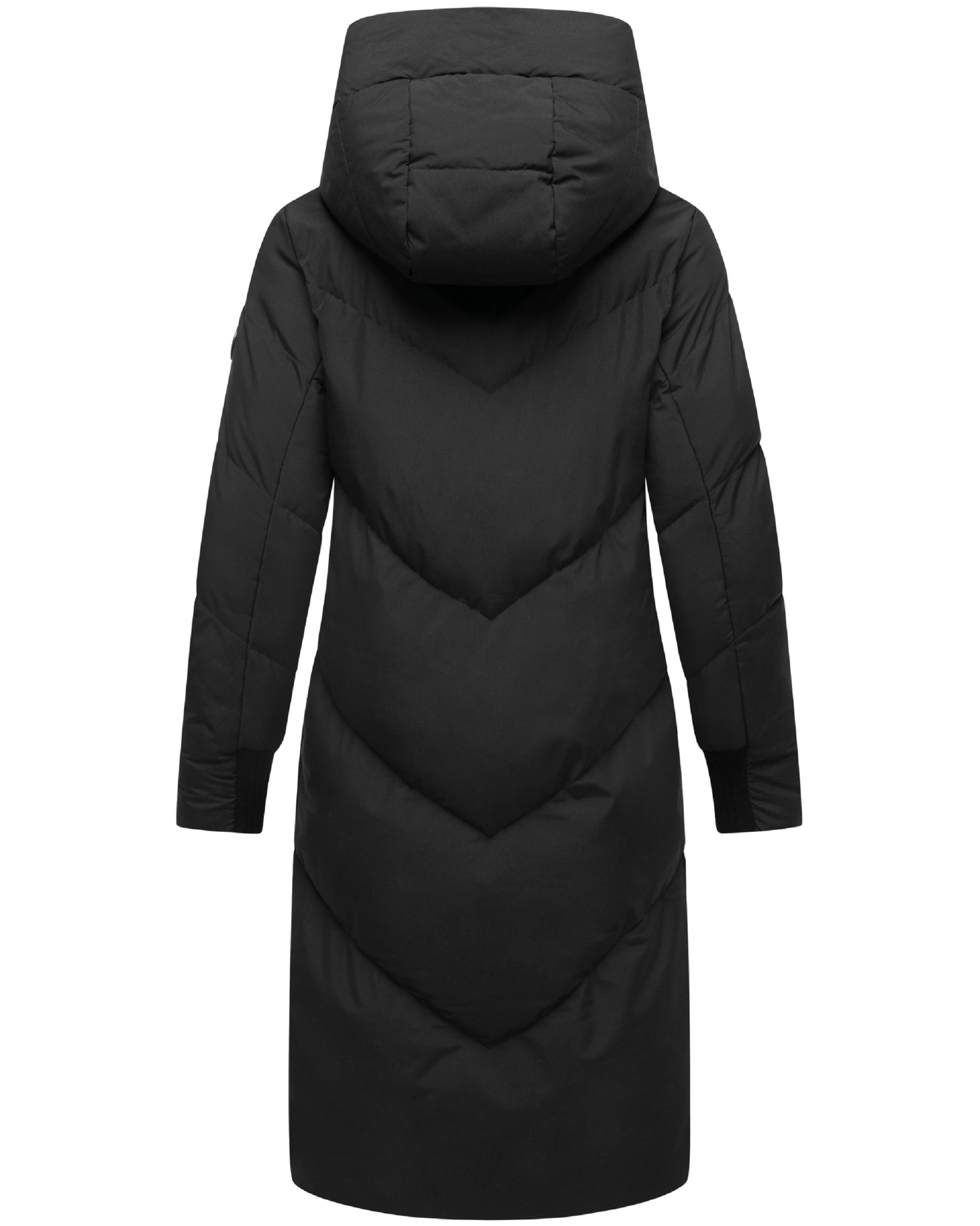 Langer Winter Steppmantel mit abnehmbarer Kapuze "Teonaa 16" Black