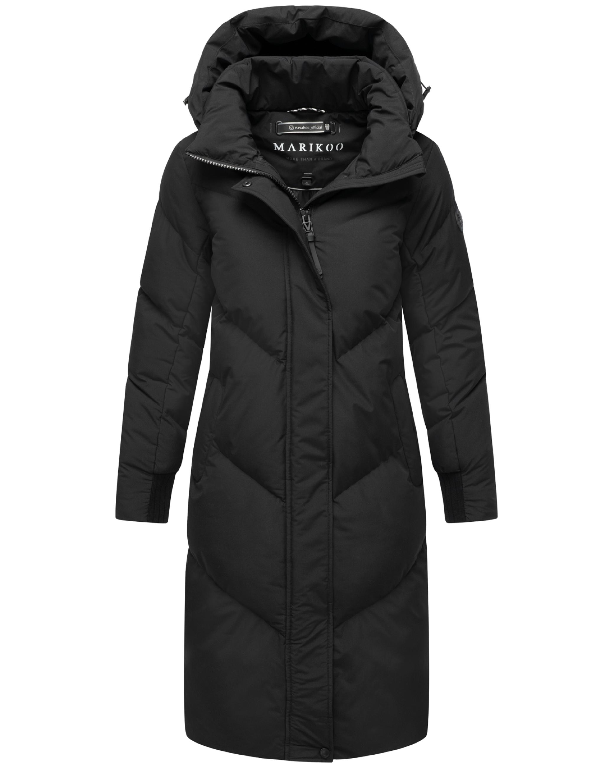 Langer Winter Steppmantel mit abnehmbarer Kapuze "Teonaa 16" Black