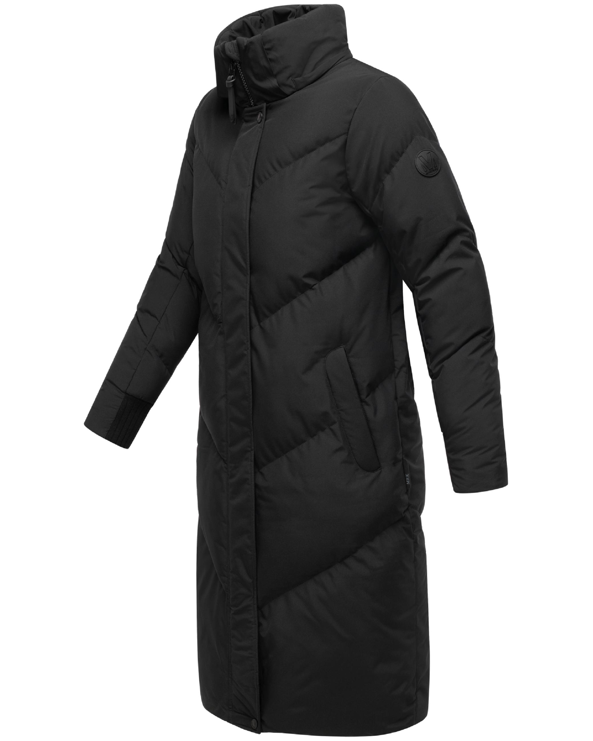 Langer Winter Steppmantel mit abnehmbarer Kapuze "Teonaa 16" Black
