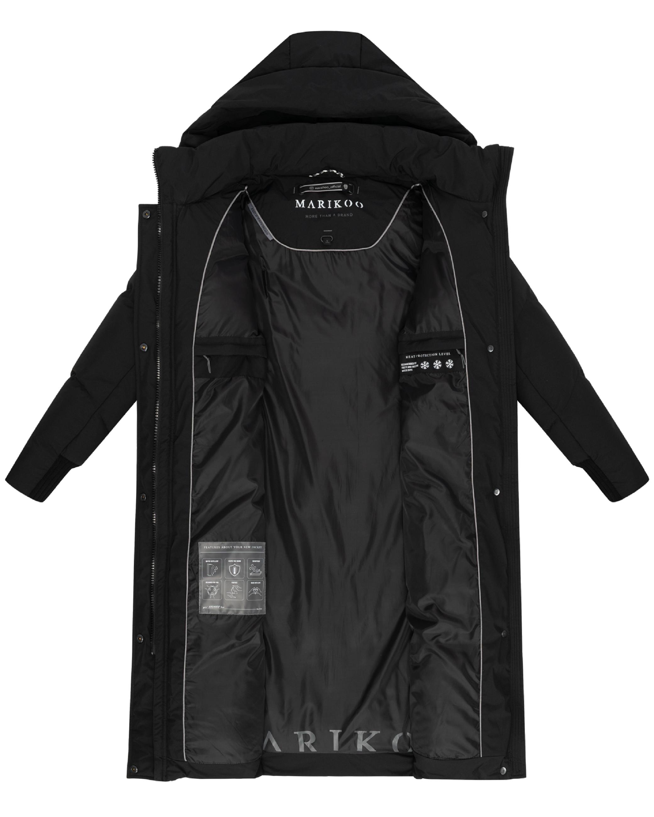 Langer Winter Steppmantel mit abnehmbarer Kapuze "Teonaa 16" Black