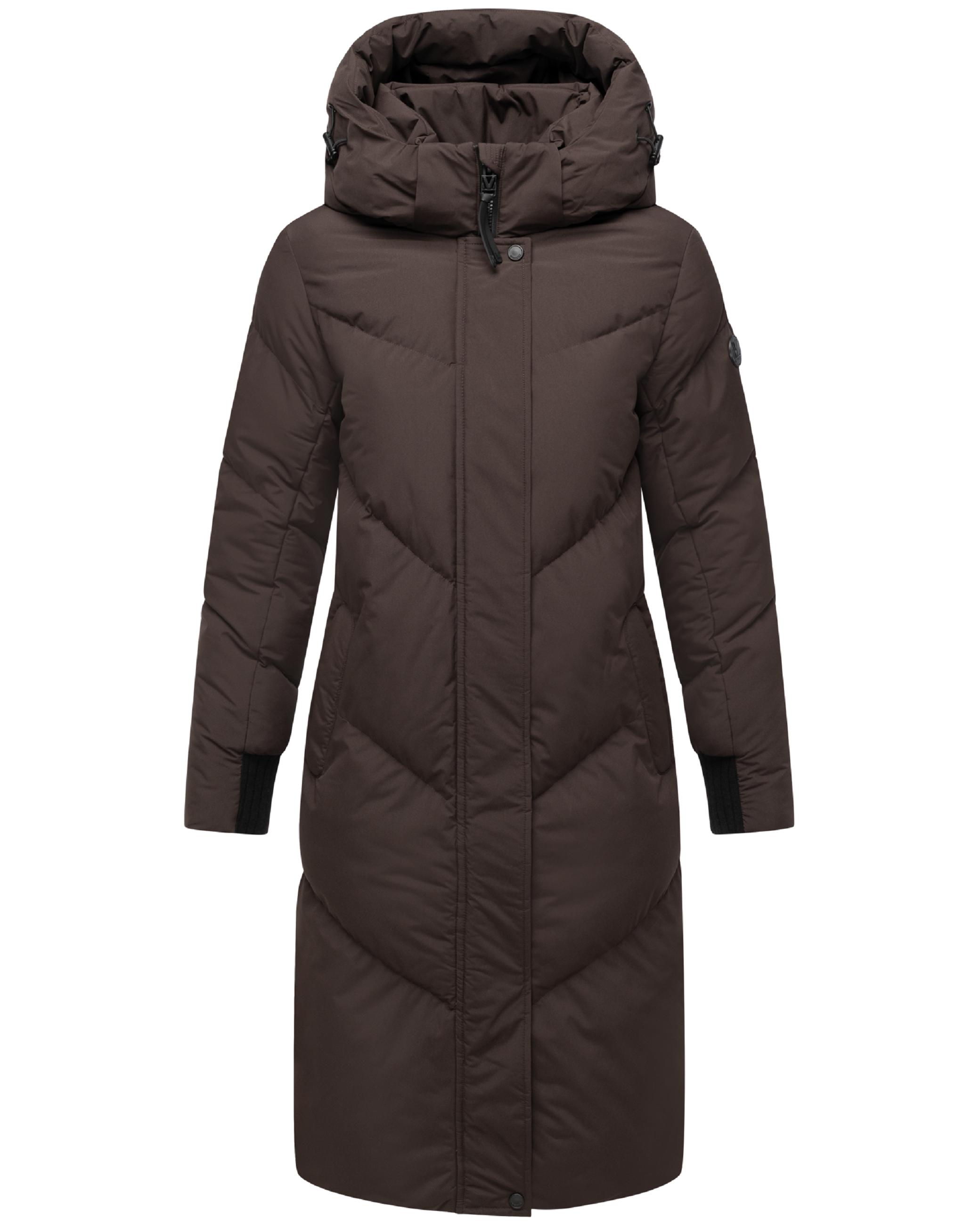 Langer Winter Steppmantel mit abnehmbarer Kapuze "Teonaa 16" Choco