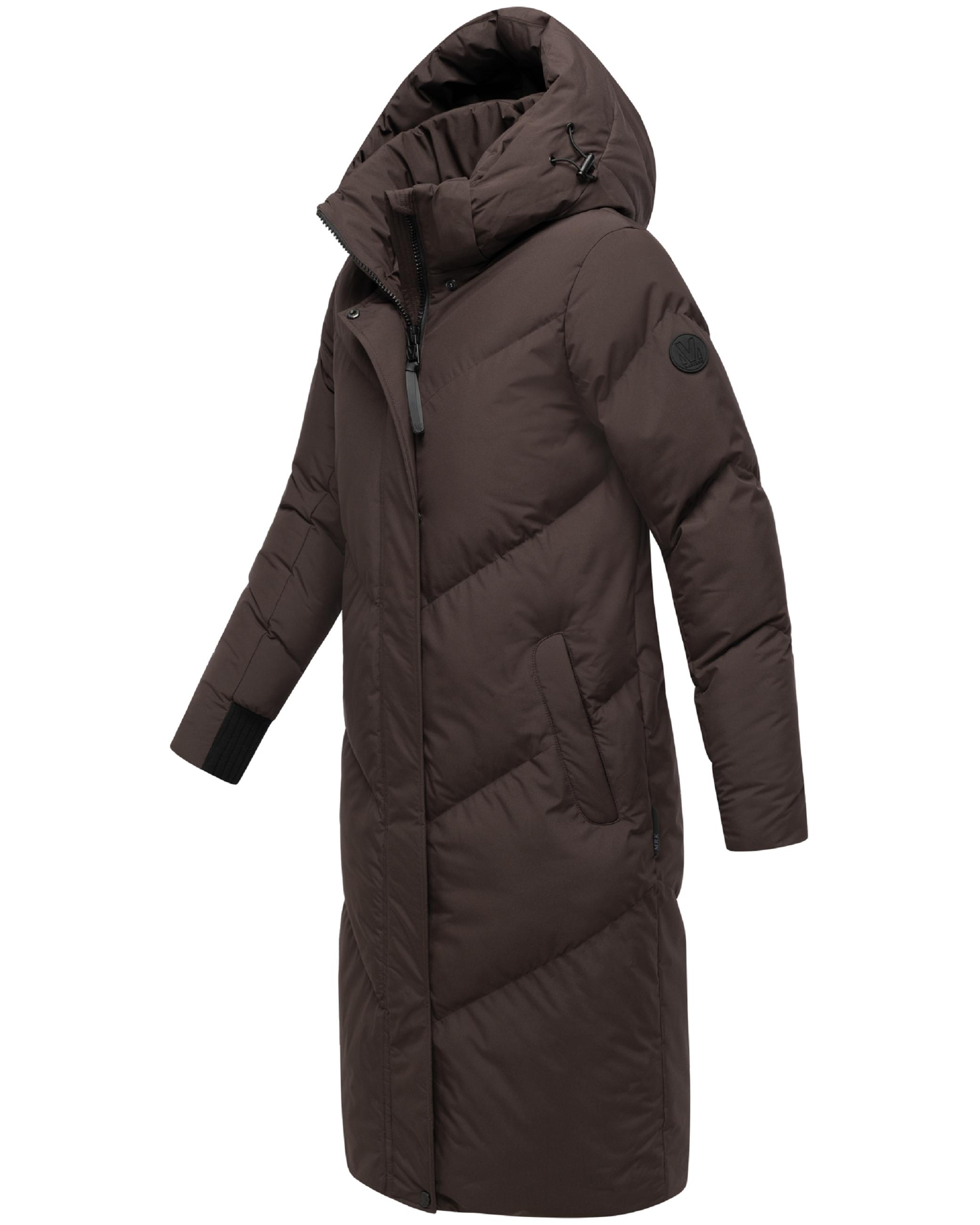 Langer Winter Steppmantel mit abnehmbarer Kapuze "Teonaa 16" Choco