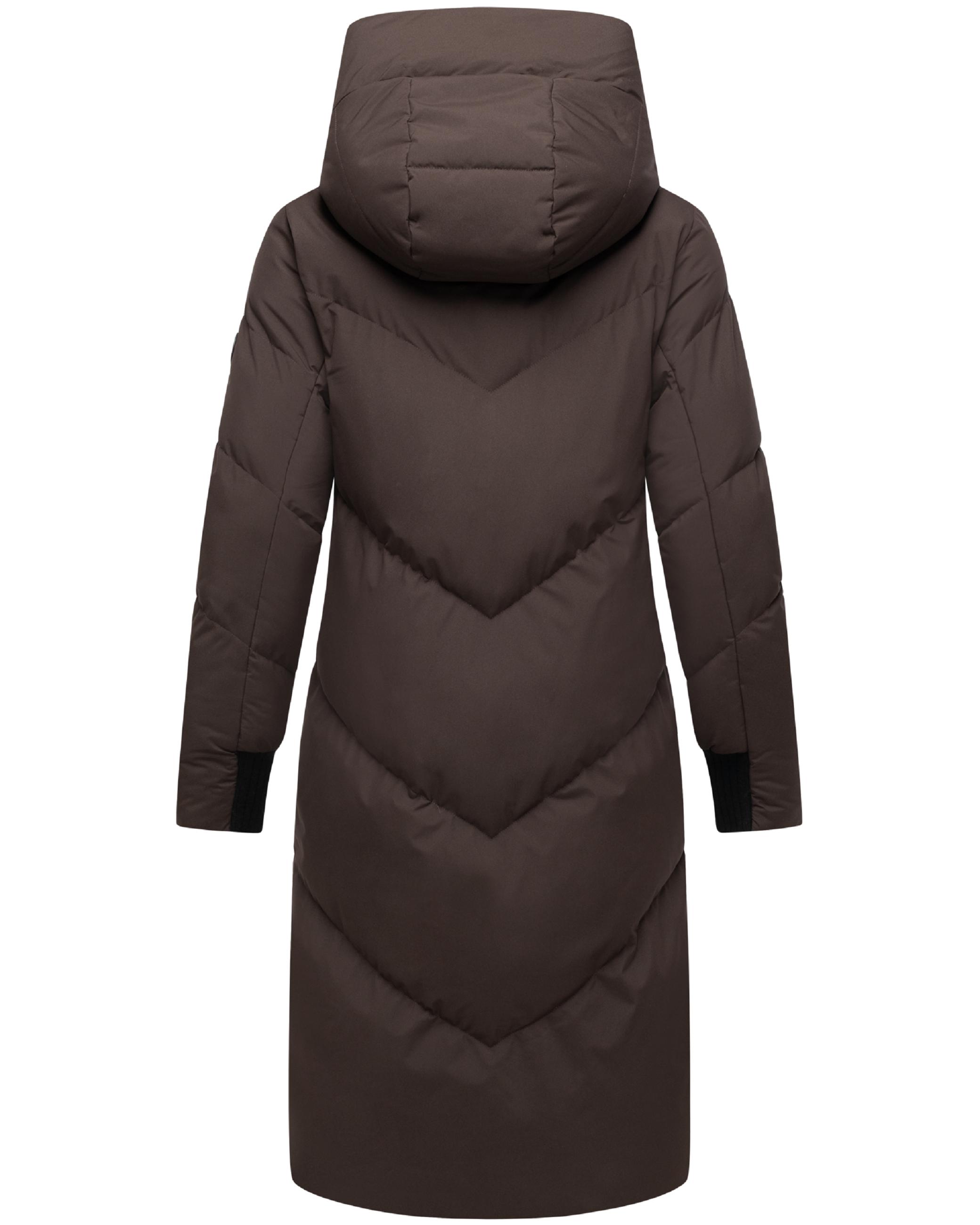 Langer Winter Steppmantel mit abnehmbarer Kapuze "Teonaa 16" Choco