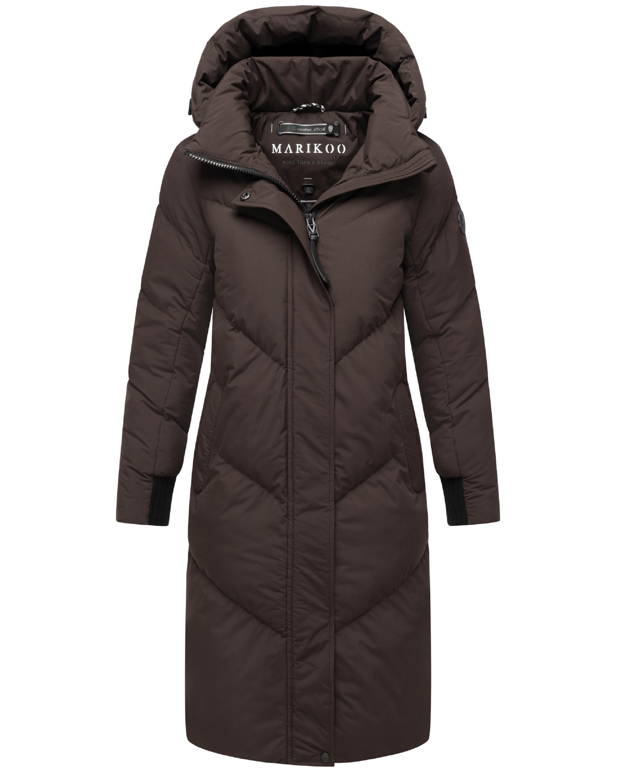 Langer Winter Steppmantel mit abnehmbarer Kapuze "Teonaa 16" Choco