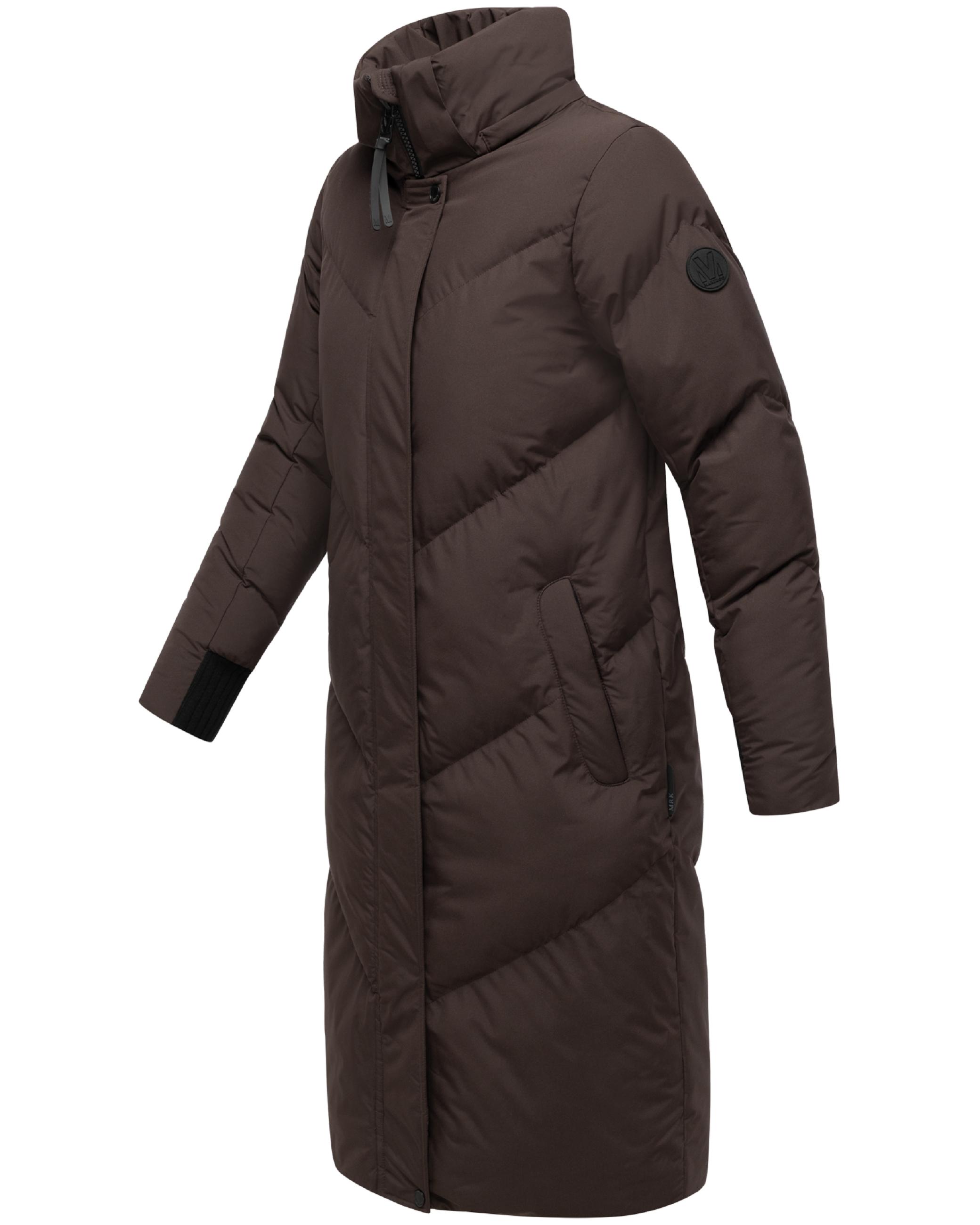 Langer Winter Steppmantel mit abnehmbarer Kapuze "Teonaa 16" Choco