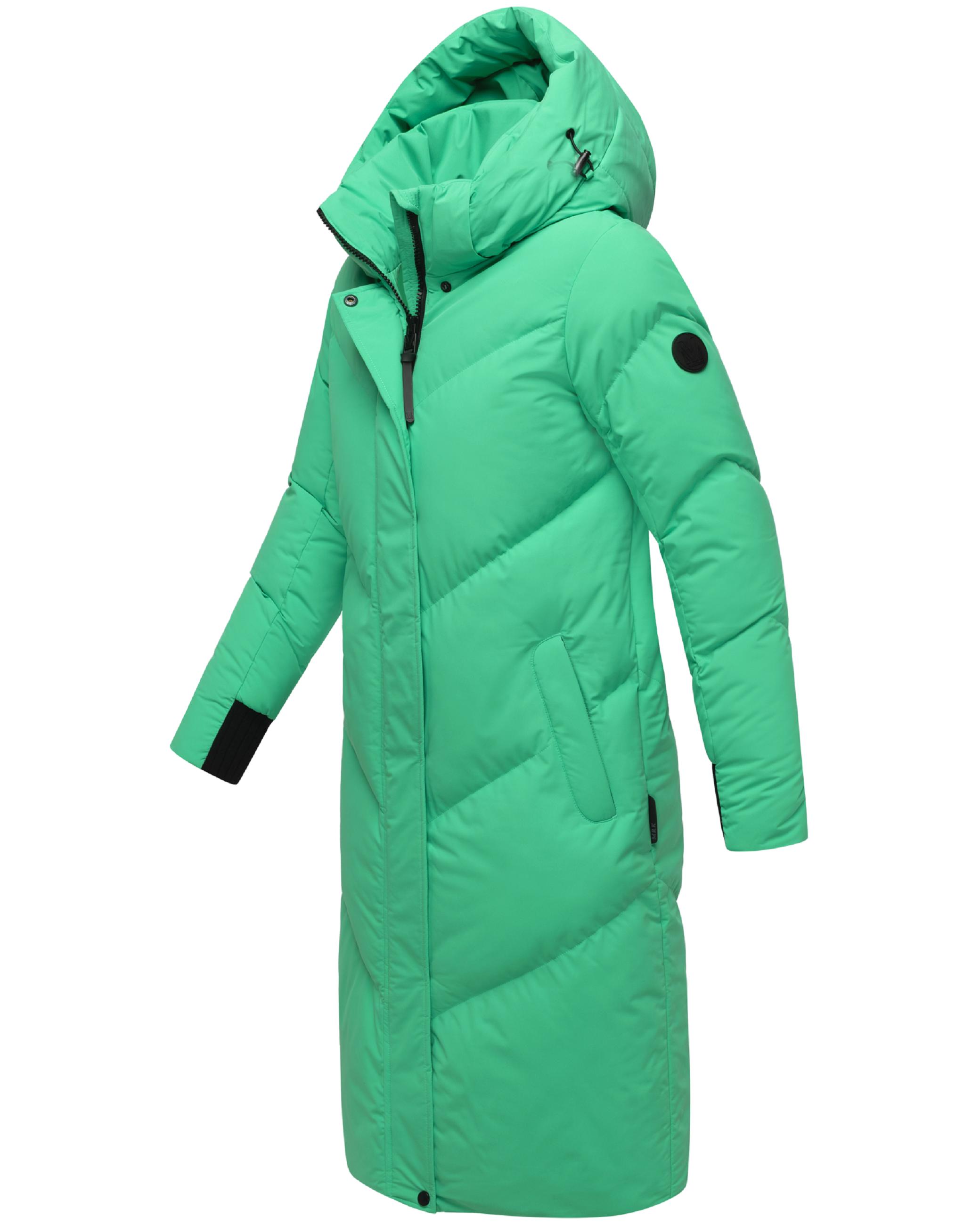 Langer Winter Steppmantel mit abnehmbarer Kapuze "Teonaa 16" Crystal Green