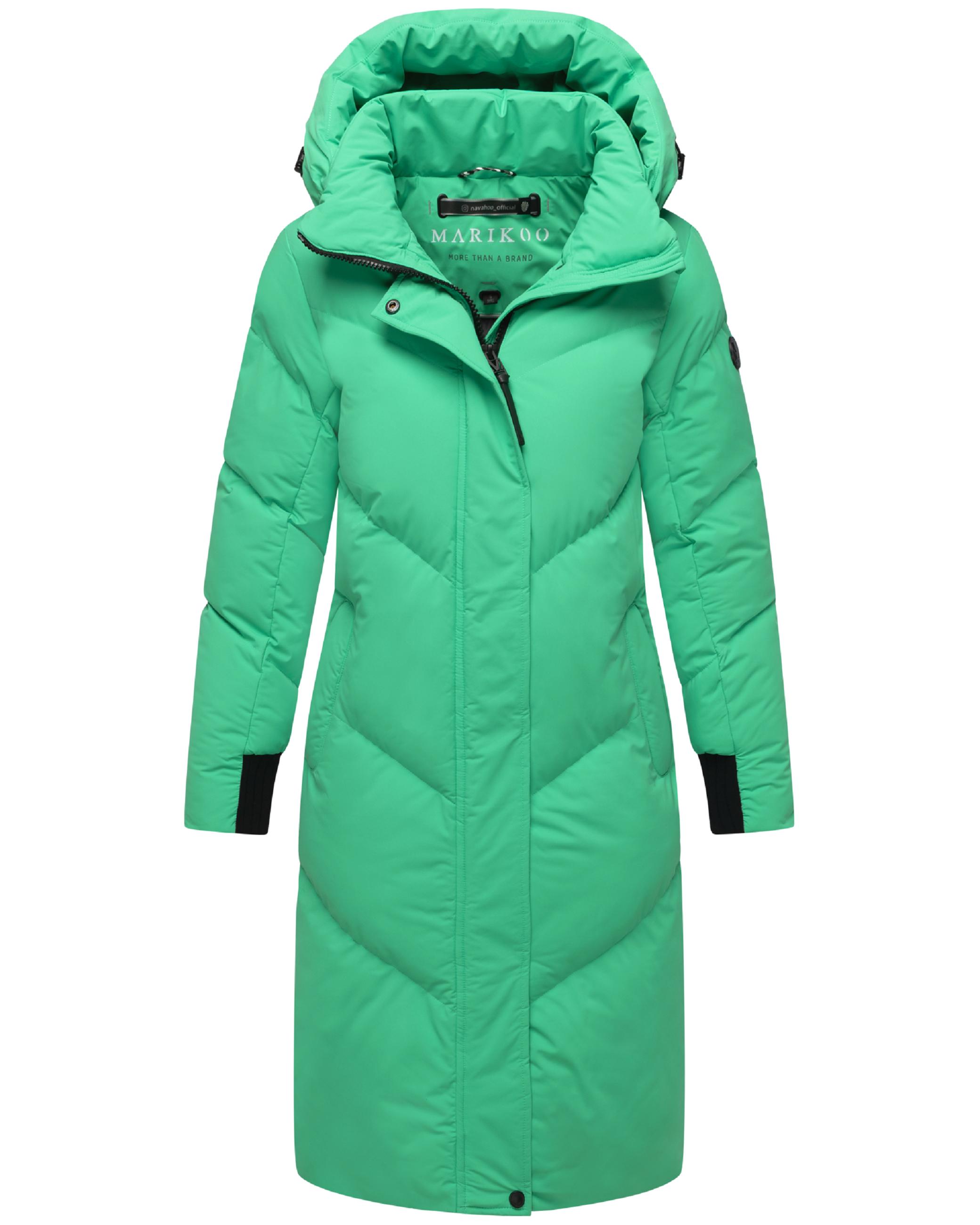 Langer Winter Steppmantel mit abnehmbarer Kapuze "Teonaa 16" Crystal Green