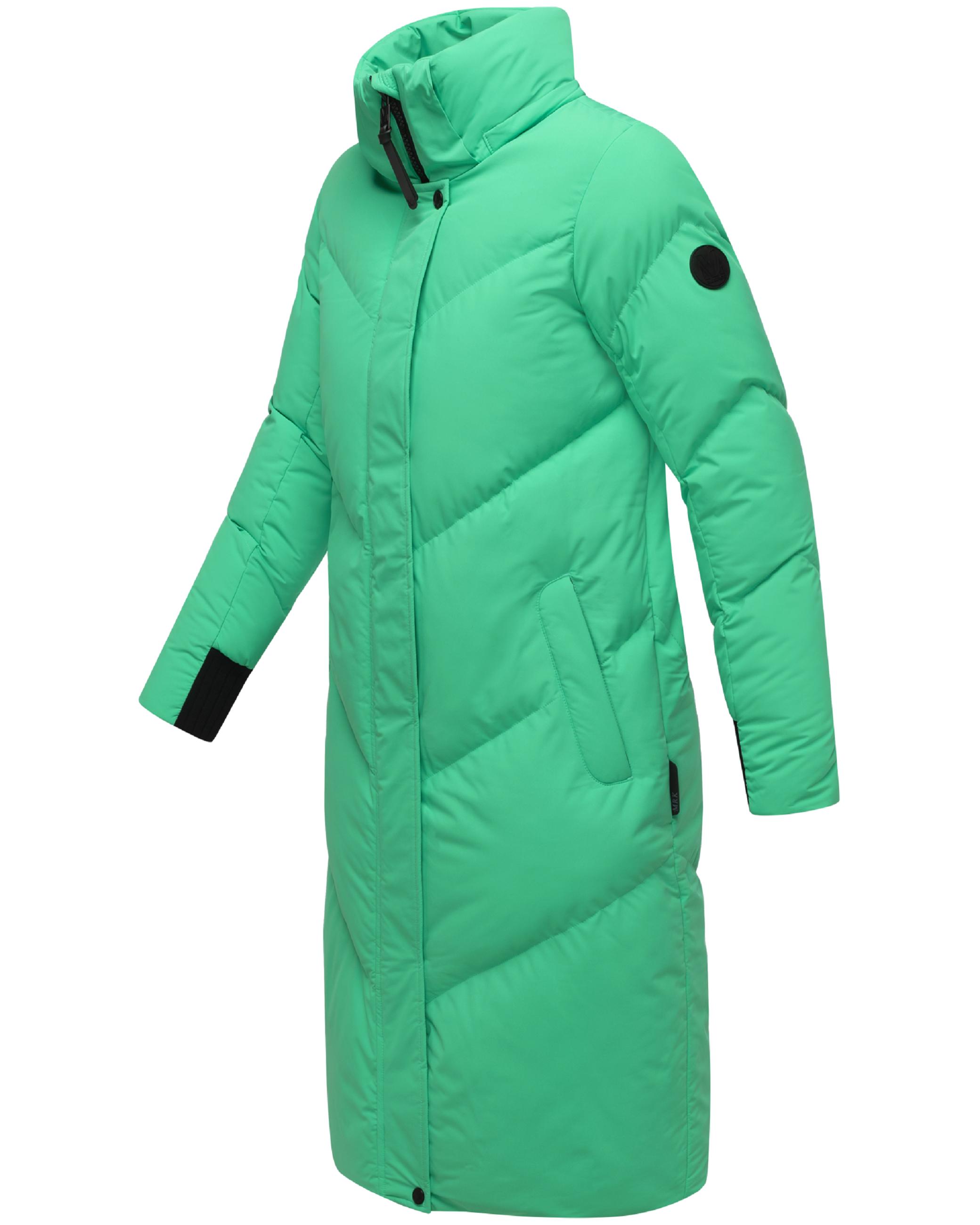 Langer Winter Steppmantel mit abnehmbarer Kapuze "Teonaa 16" Crystal Green