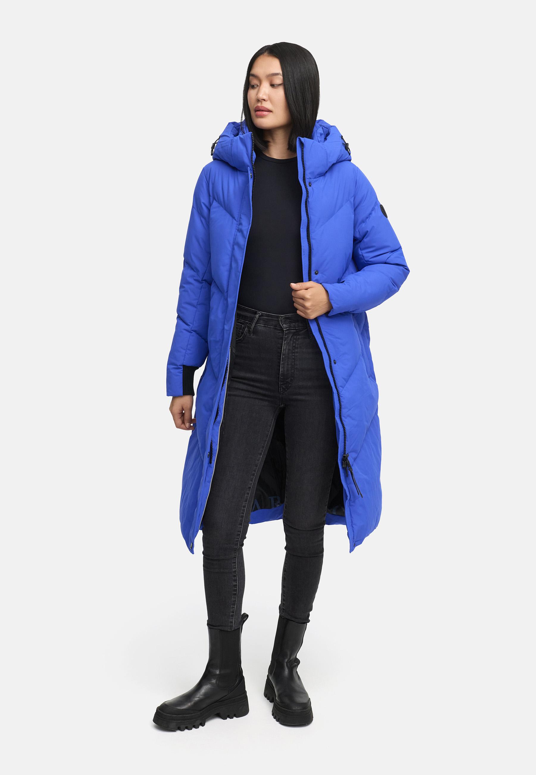 Langer Winter Steppmantel mit abnehmbarer Kapuze "Teonaa 16" Galaxy Blue