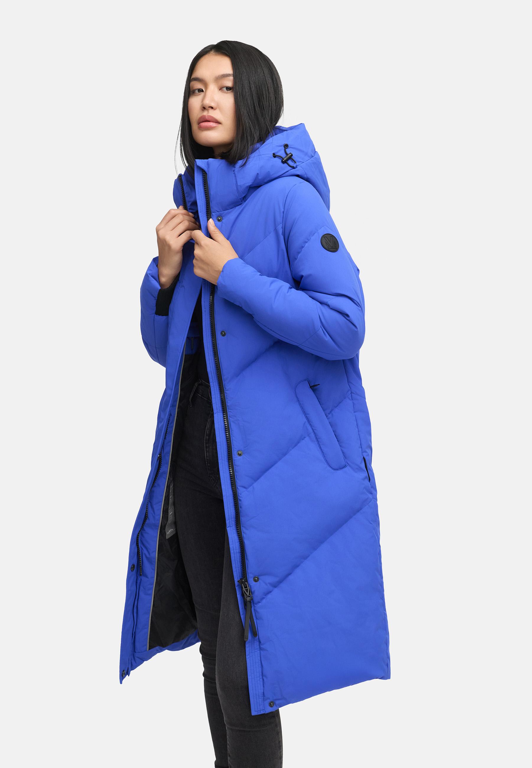 Langer Winter Steppmantel mit abnehmbarer Kapuze "Teonaa 16" Galaxy Blue