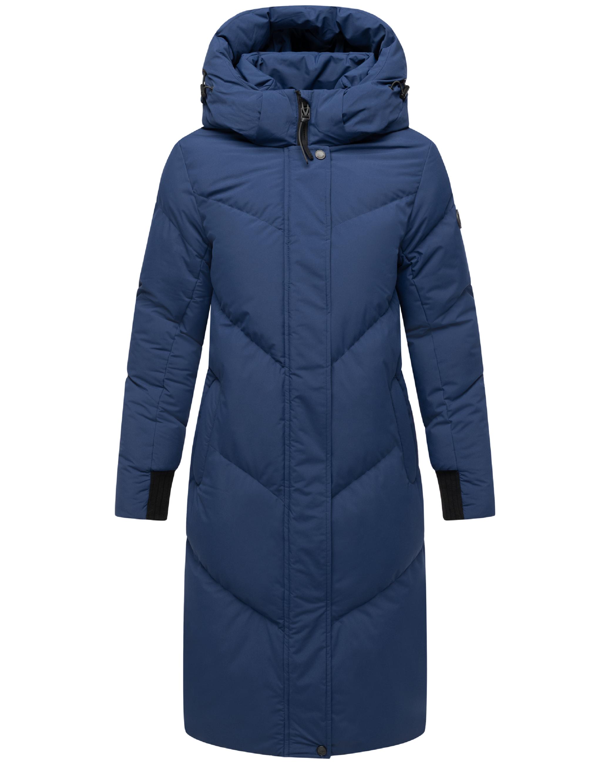 Langer Winter Steppmantel mit abnehmbarer Kapuze "Teonaa 16" Navy