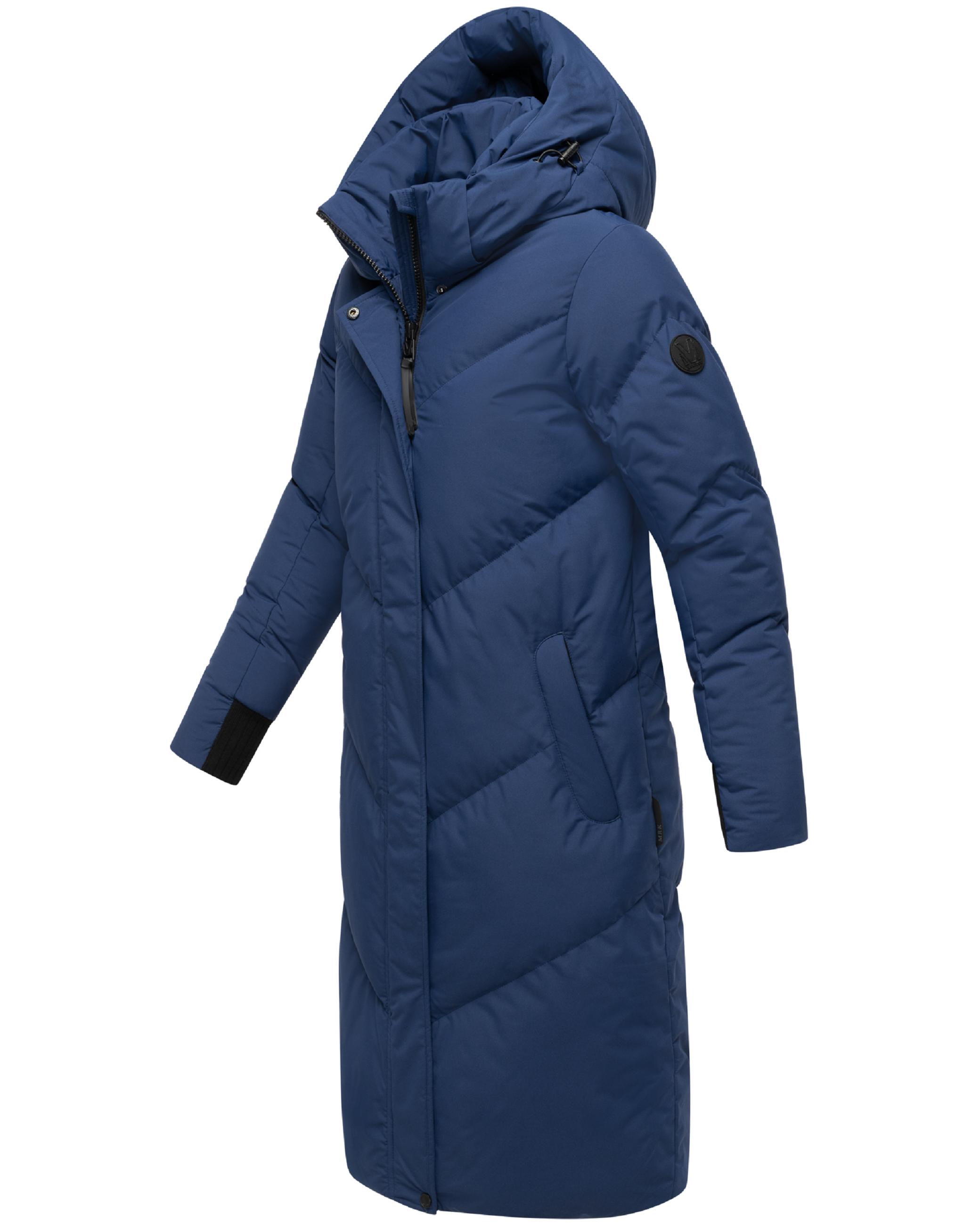 Langer Winter Steppmantel mit abnehmbarer Kapuze "Teonaa 16" Navy