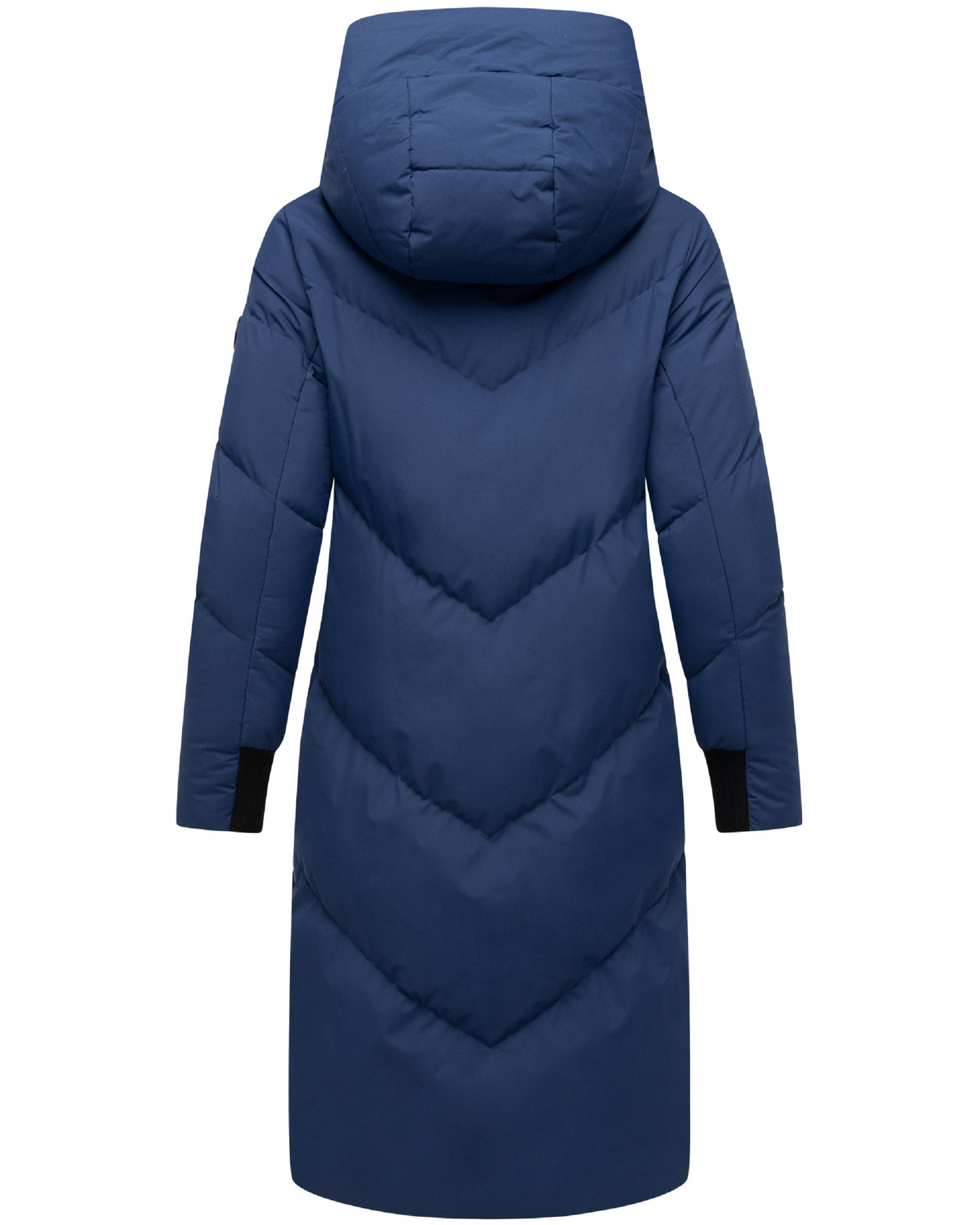 Langer Winter Steppmantel mit abnehmbarer Kapuze "Teonaa 16" Navy