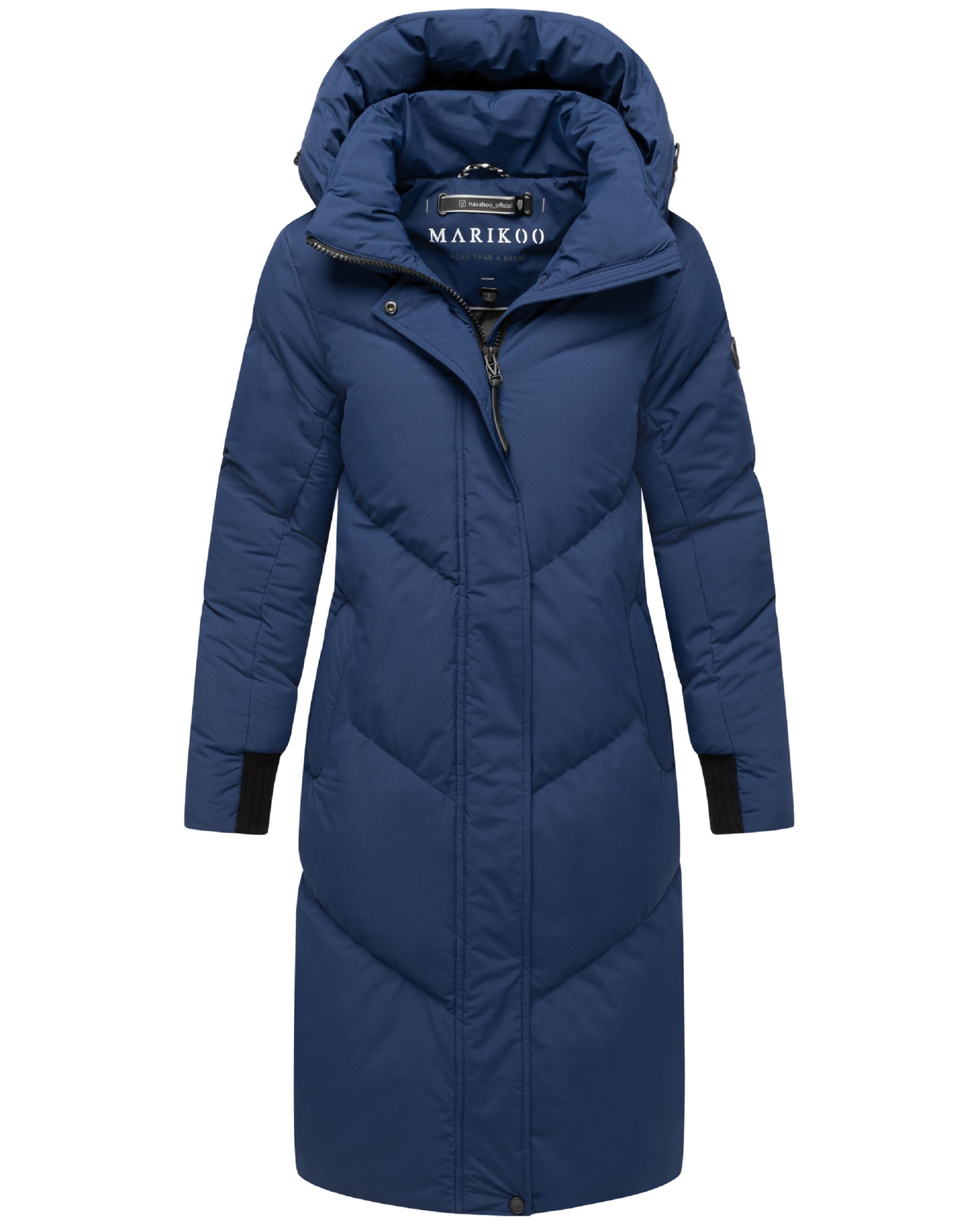 Langer Winter Steppmantel mit abnehmbarer Kapuze "Teonaa 16" Navy