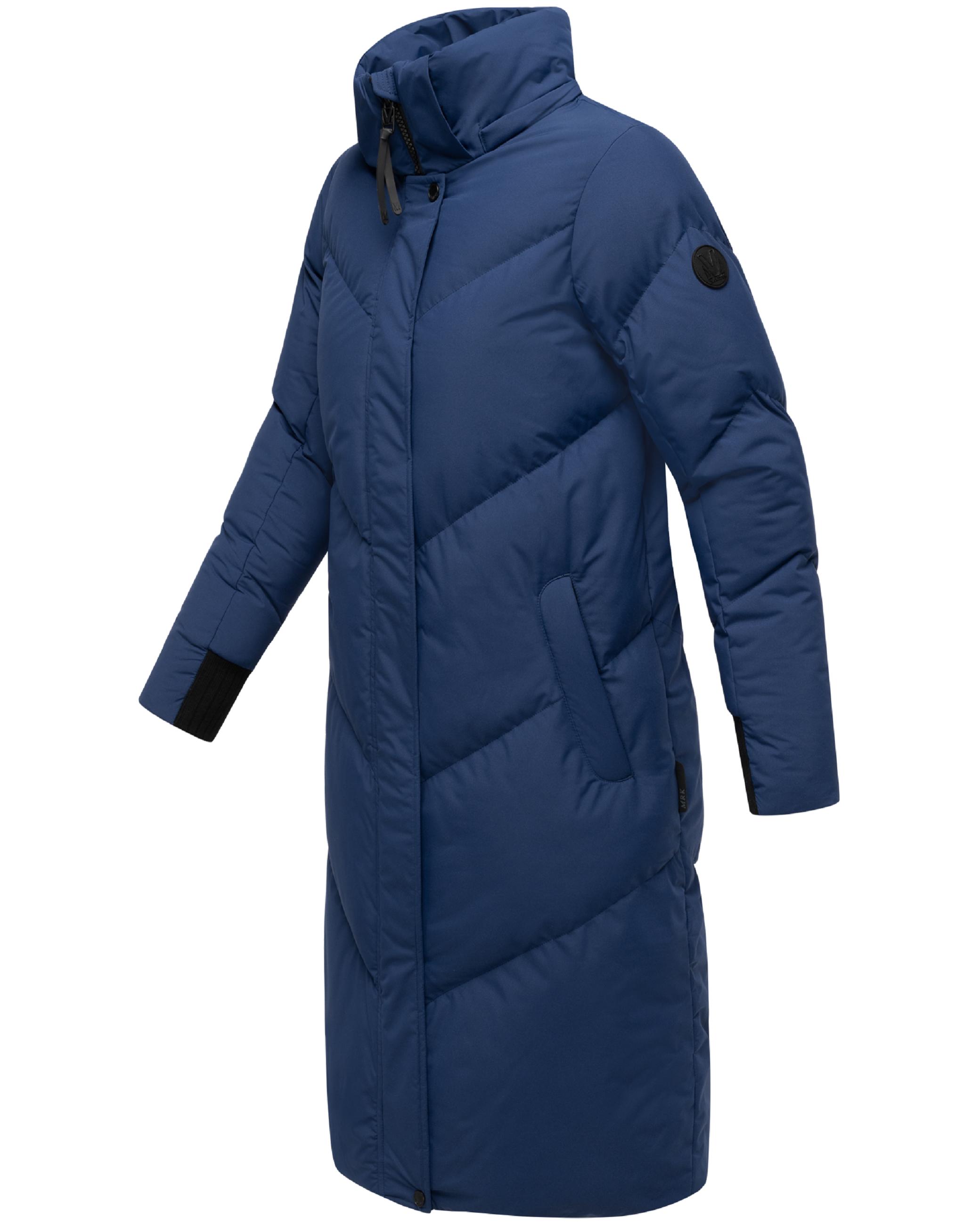 Langer Winter Steppmantel mit abnehmbarer Kapuze "Teonaa 16" Navy