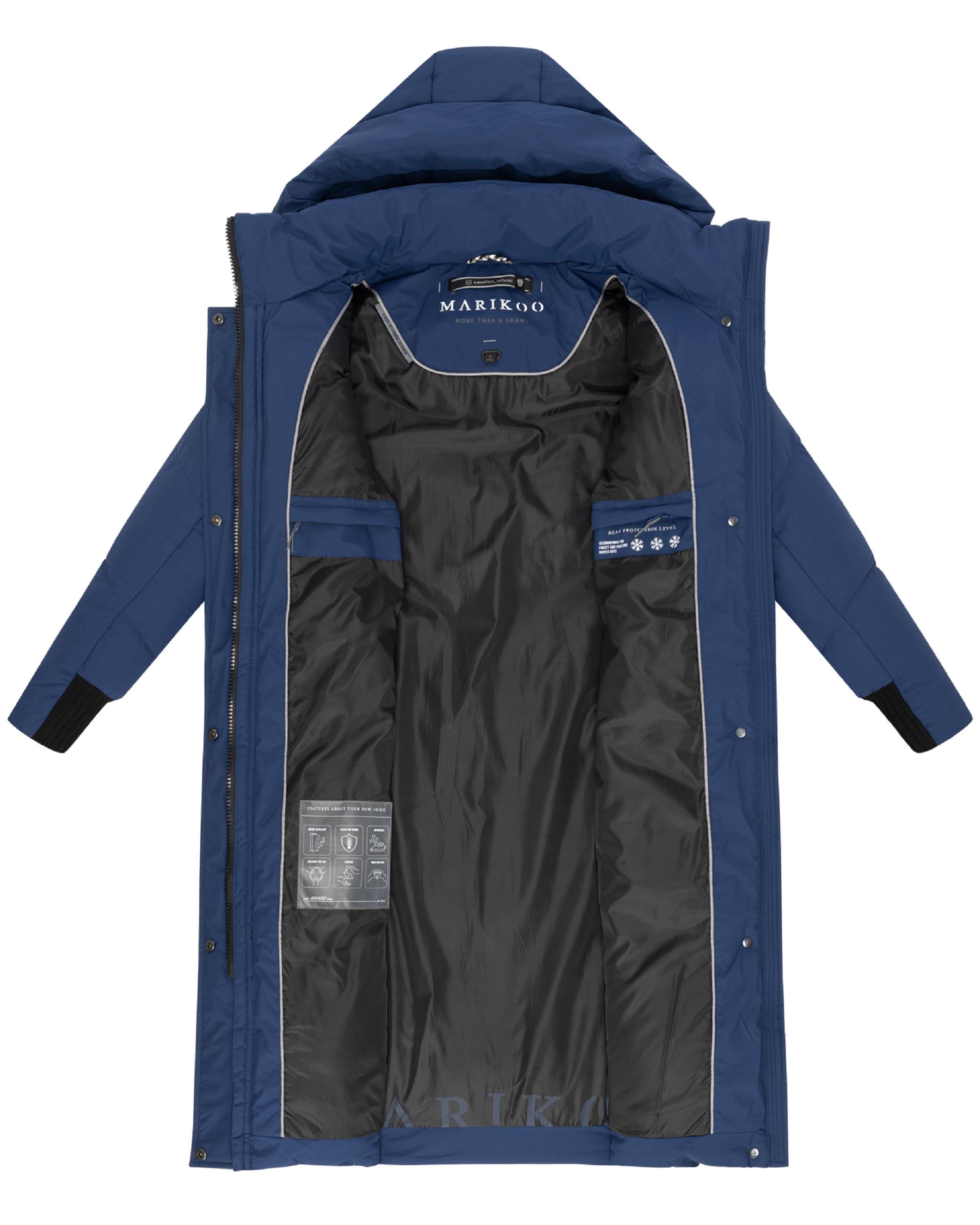 Langer Winter Steppmantel mit abnehmbarer Kapuze "Teonaa 16" Navy