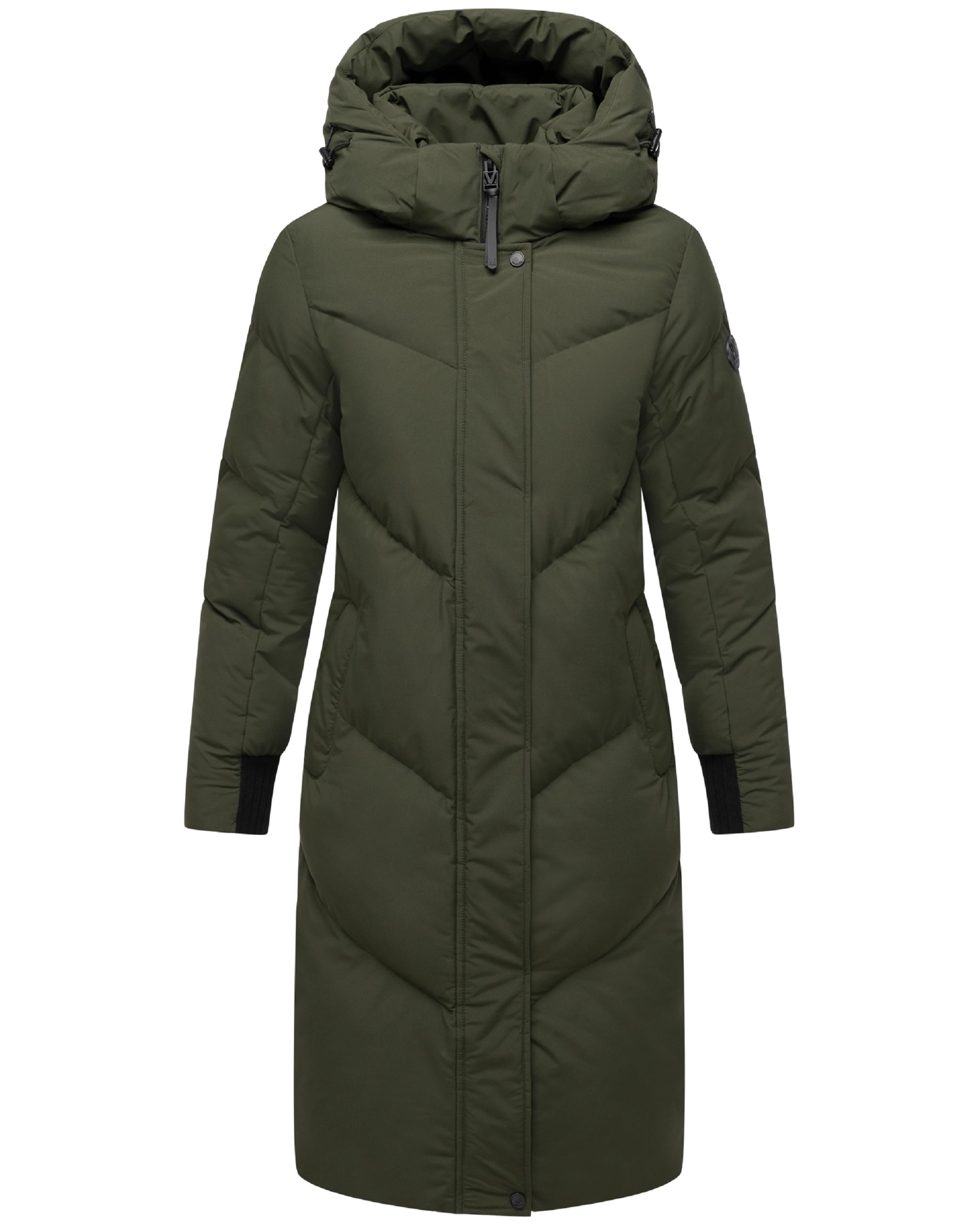 Langer Winter Steppmantel mit abnehmbarer Kapuze "Teonaa 16" Olive