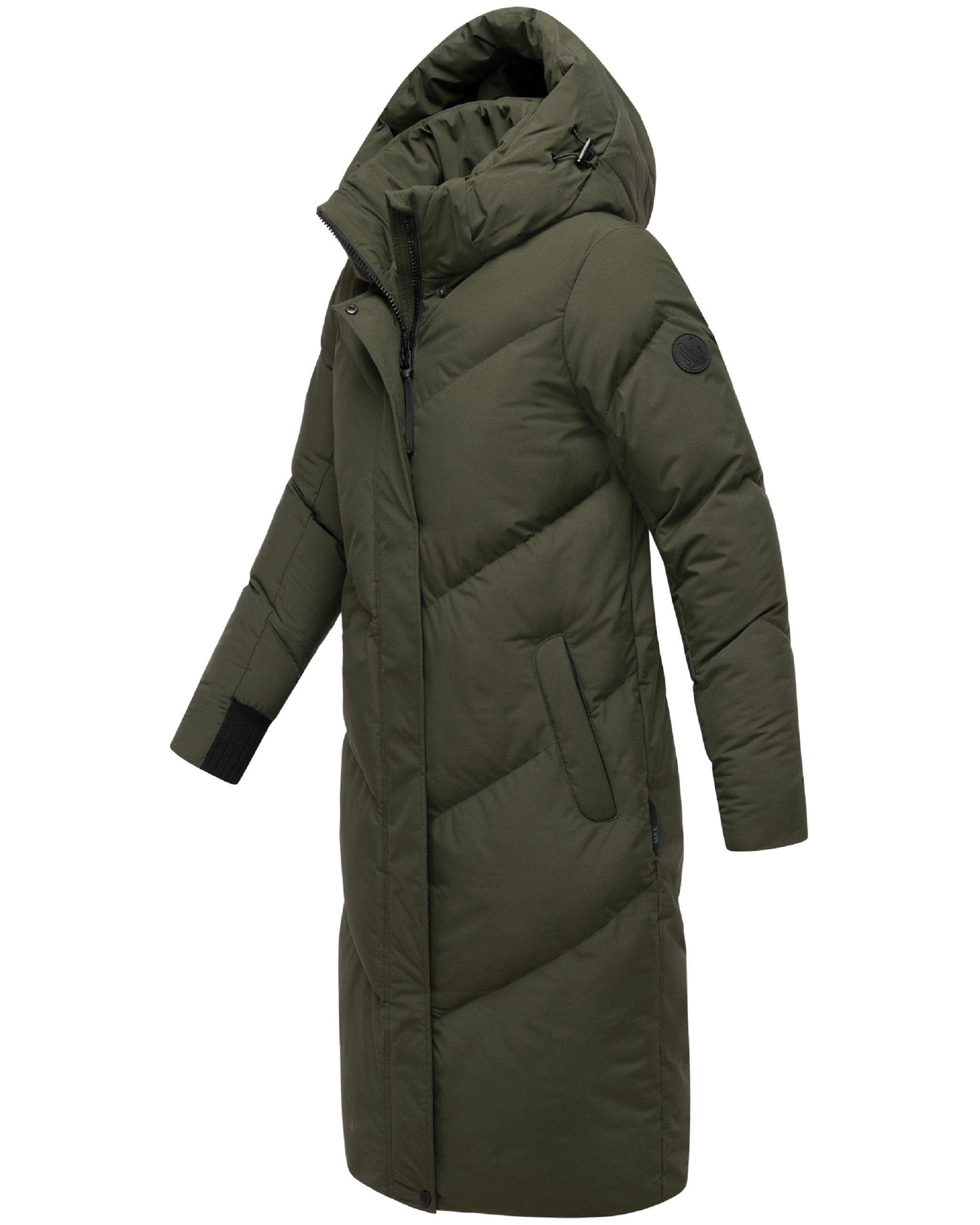 Langer Winter Steppmantel mit abnehmbarer Kapuze "Teonaa 16" Olive