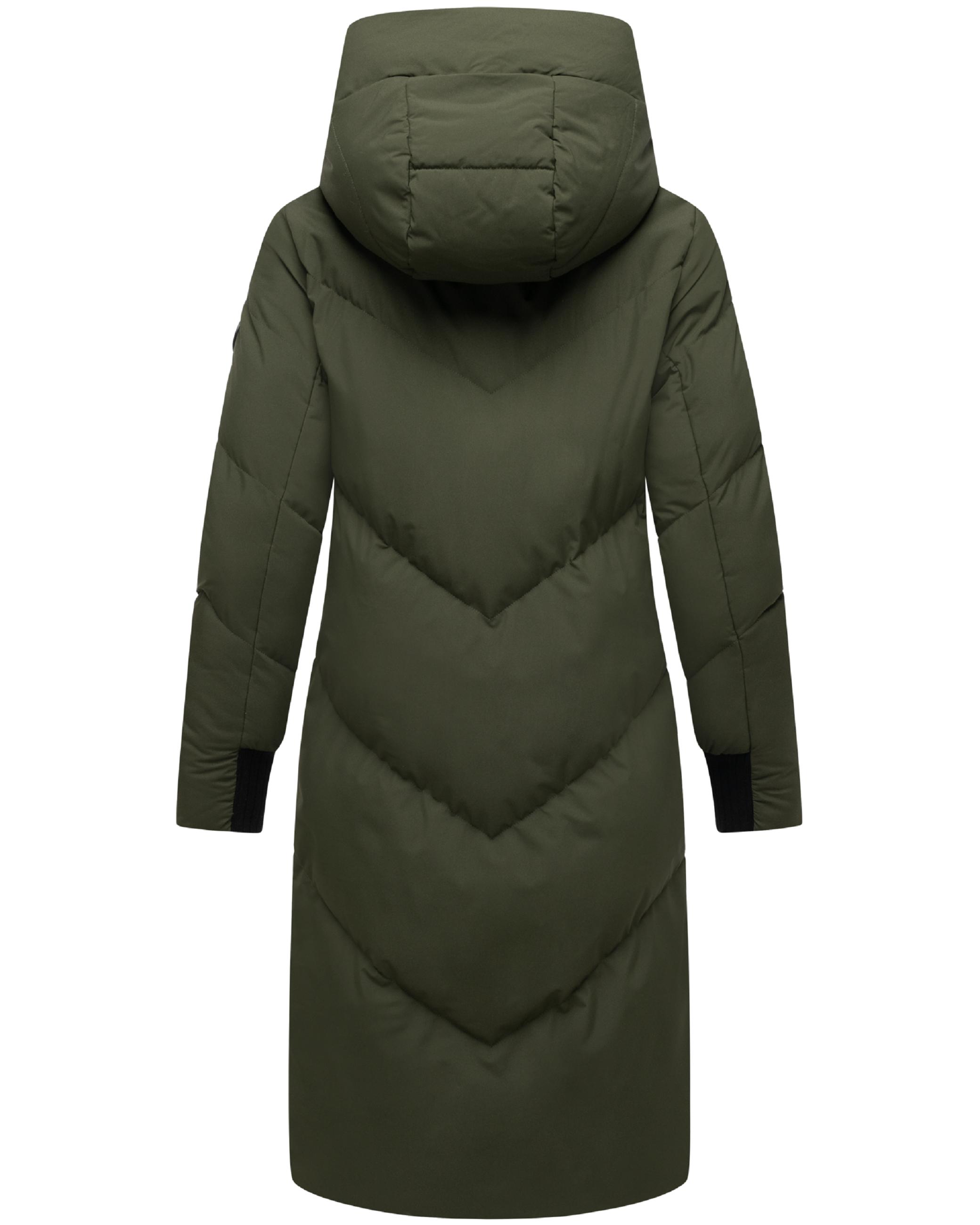 Langer Winter Steppmantel mit abnehmbarer Kapuze "Teonaa 16" Olive