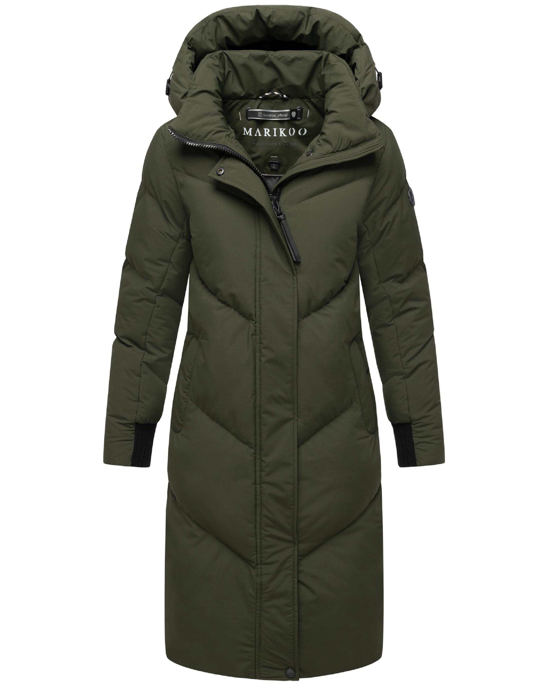 Langer Winter Steppmantel mit abnehmbarer Kapuze "Teonaa 16" Olive