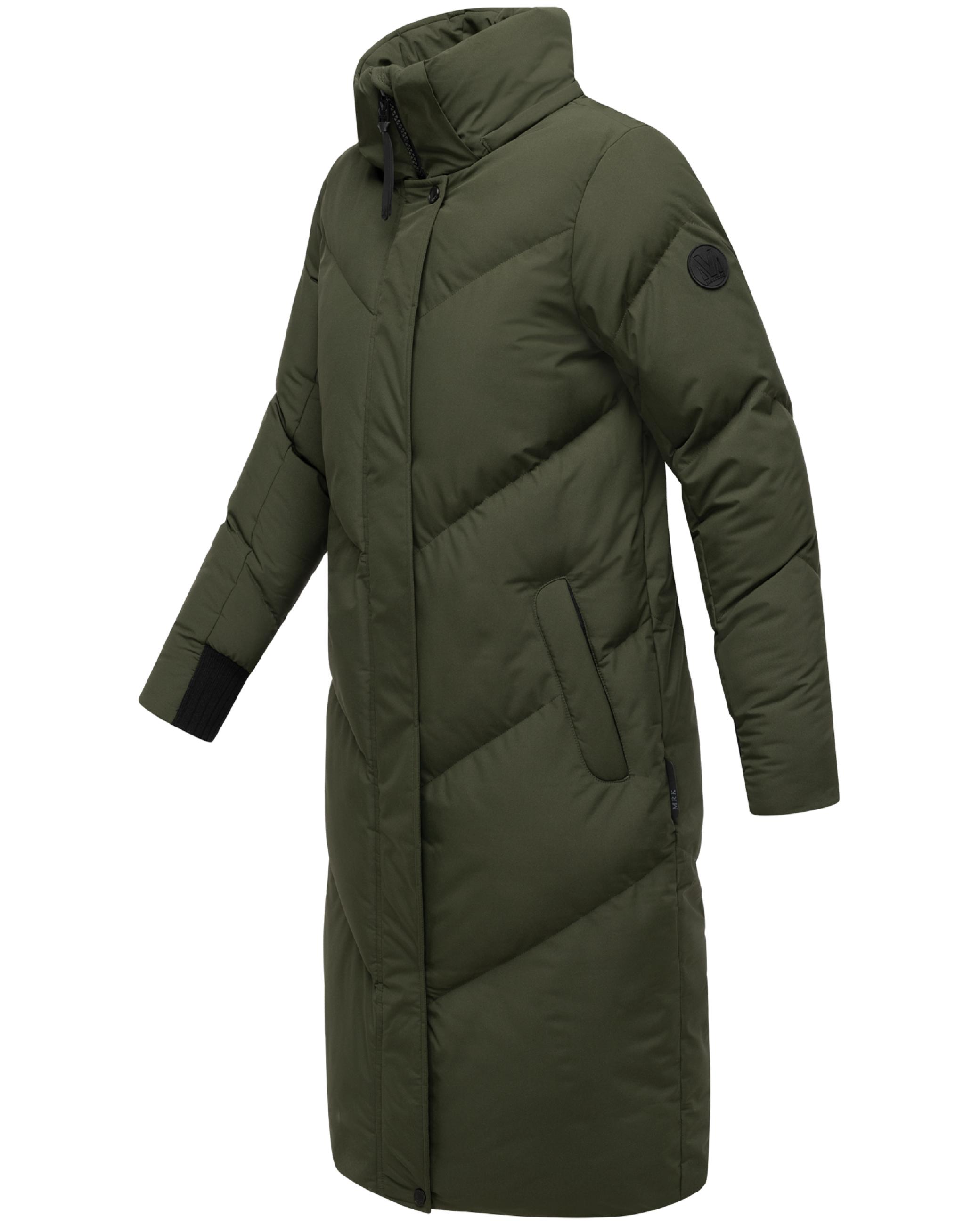 Langer Winter Steppmantel mit abnehmbarer Kapuze "Teonaa 16" Olive