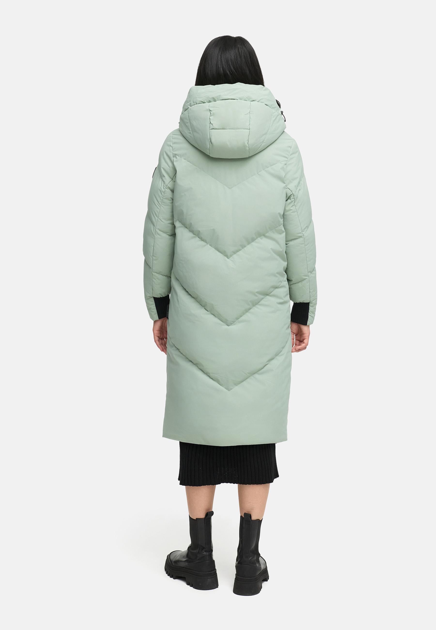 Langer Winter Steppmantel mit abnehmbarer Kapuze "Teonaa 16" Smokey Mint