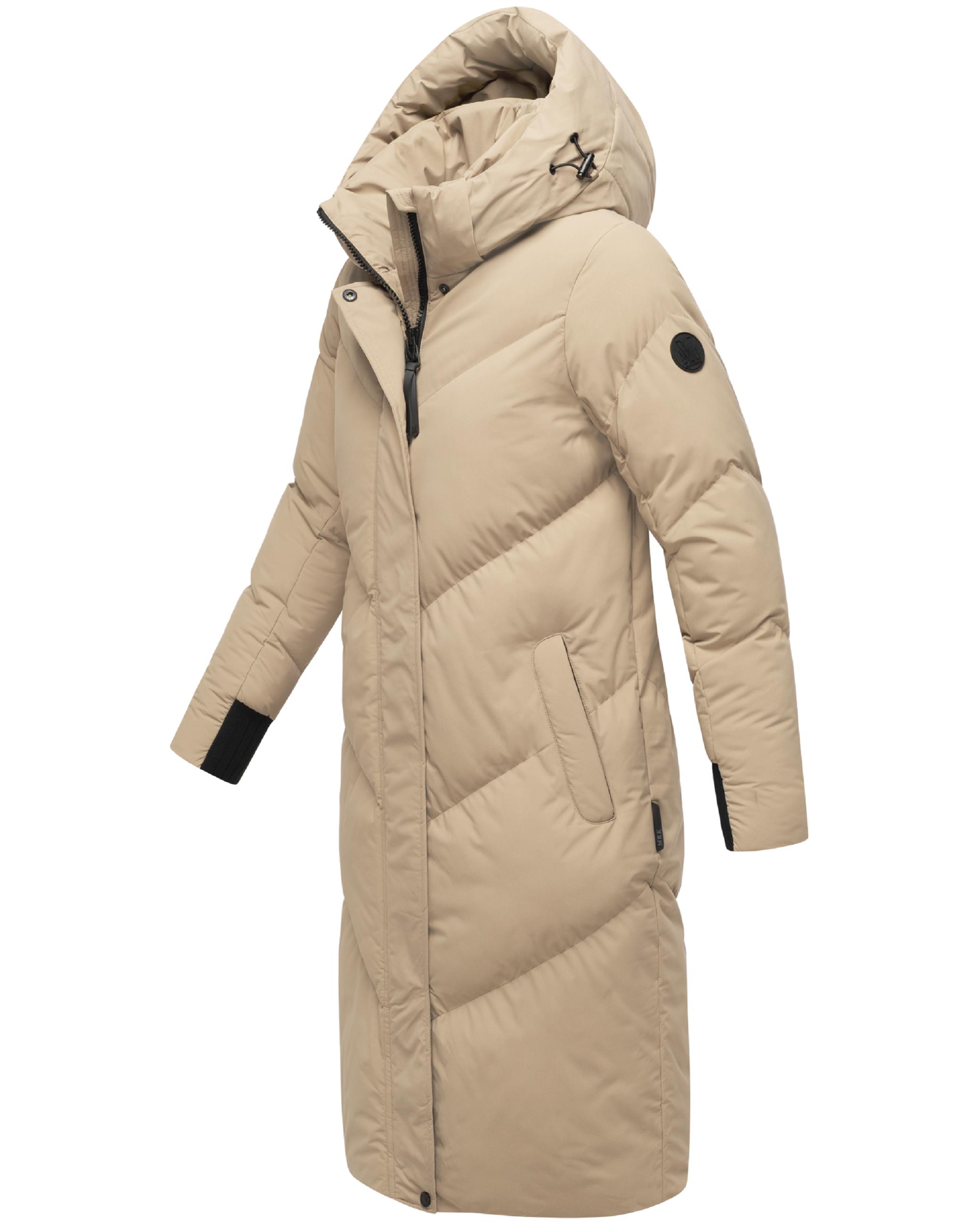 Langer Winter Steppmantel mit abnehmbarer Kapuze "Teonaa 16" Taupe Grey